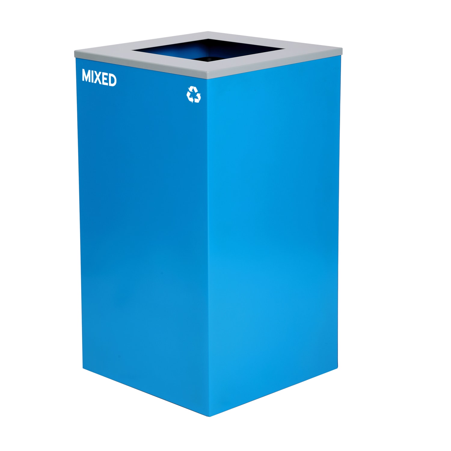 Alpine Industries Stainless Steel Mixed Recycling Bin With Square Opening Lid, 29 Gal, 30inH x 16-15/16inW x 16-15/16inD, Blue - Image 4