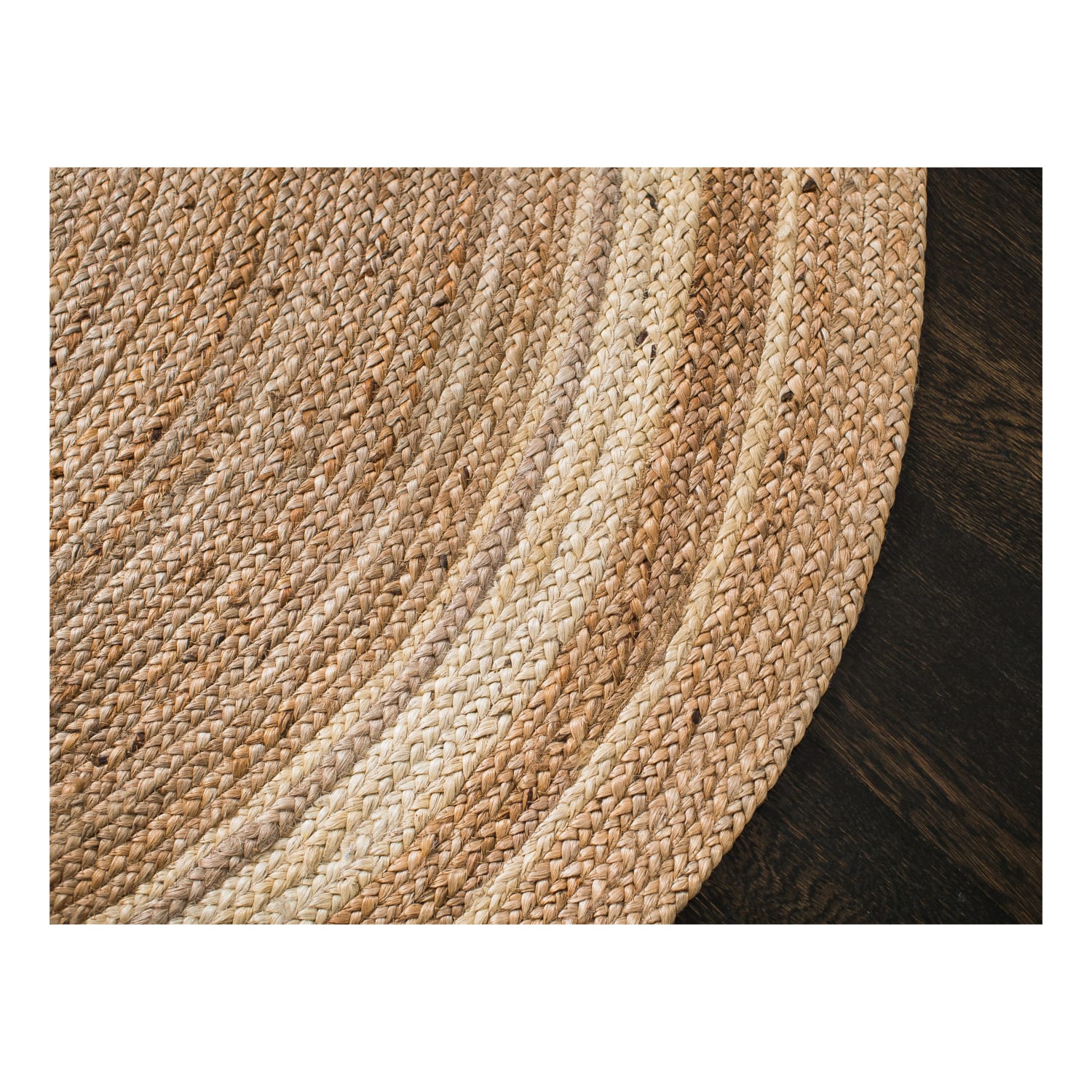 Anji Mountain Kerala Sunrise Jute Rug, 4ft, Beige/White - Image 5