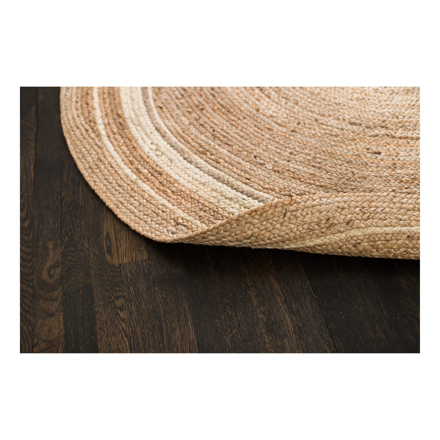 Anji Mountain Kerala Sunrise Jute Rug, 4ft, Beige/White - Image 6