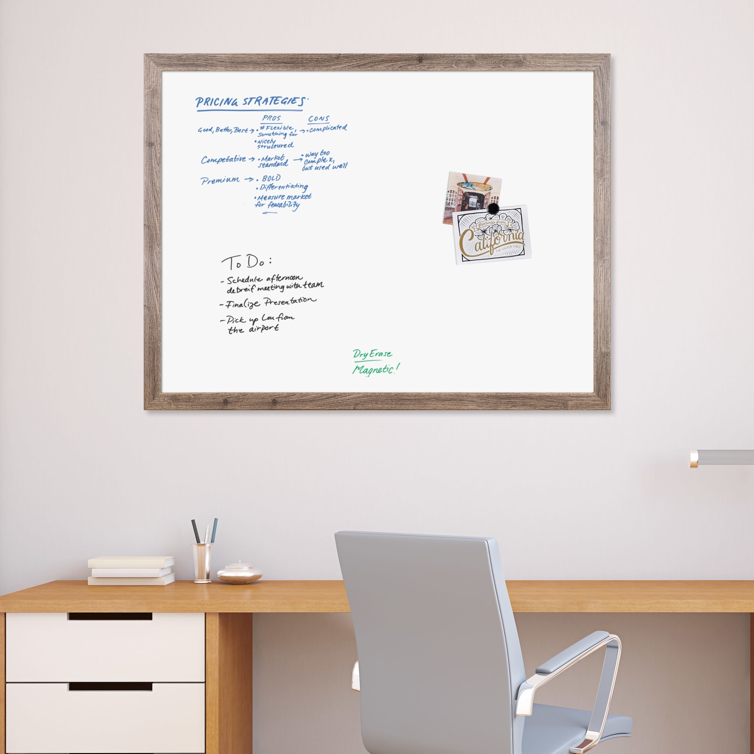 U Brands Decor Magnetic Dry-Erase Board, 48in X 36in, Rustic Wood Frame, Actual Size 47in X 35in (4893U00-01)