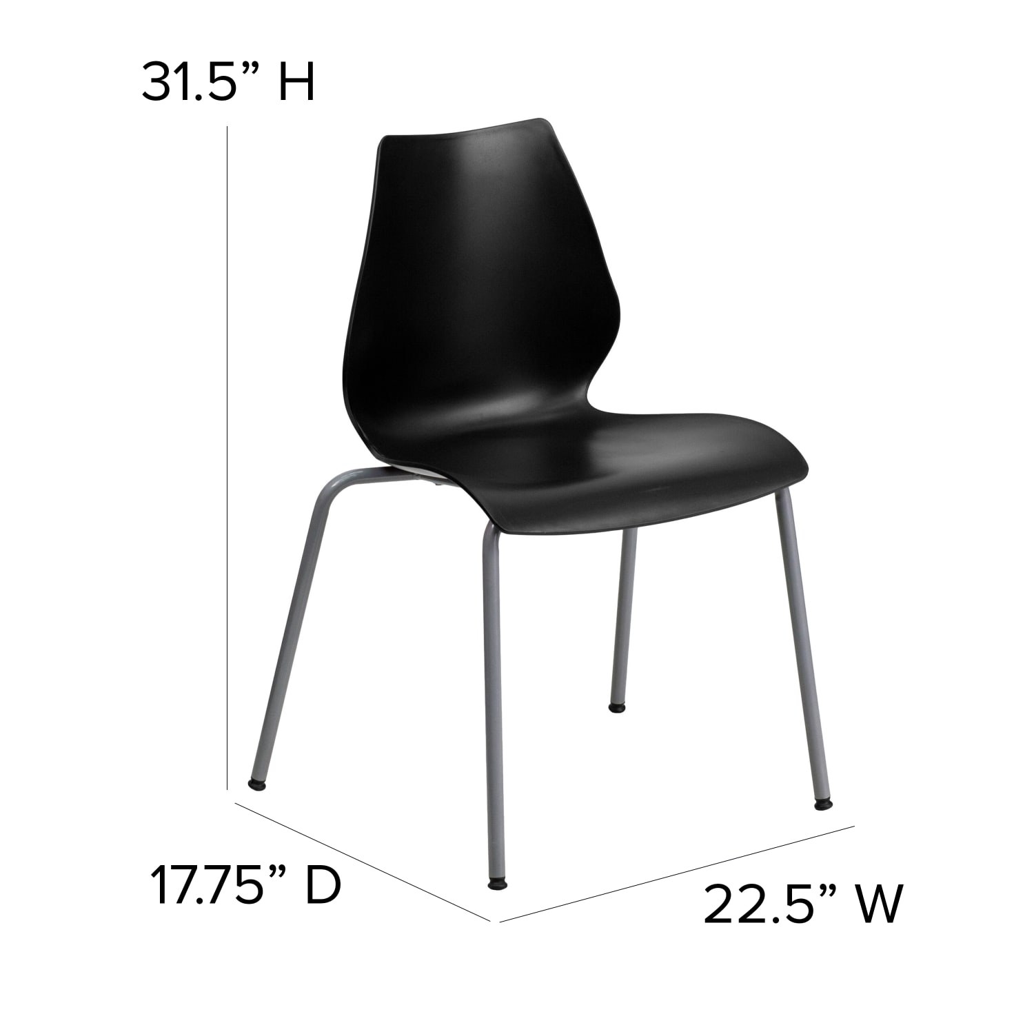 Flash Furniture HERCULES 770 lb Capacity Stack Chair With Lumbar Support BlackSilver PopularChairscom