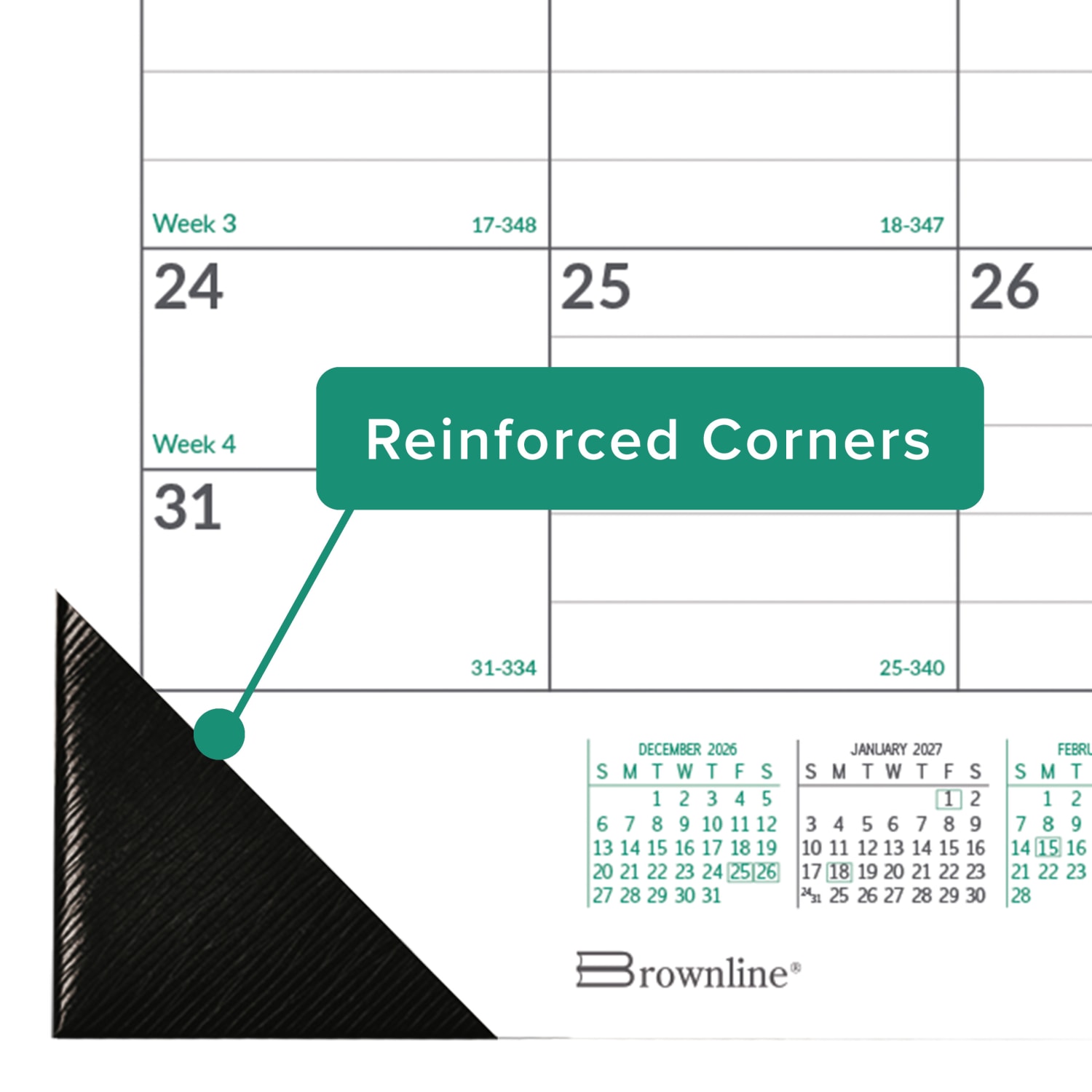 2027 Brownline EcoLogix Monthly Desk Pad Calendar, 22in x 17in, 100% Recycled, Green/White, January to December, C177437, Total Qty 1 - Image 5