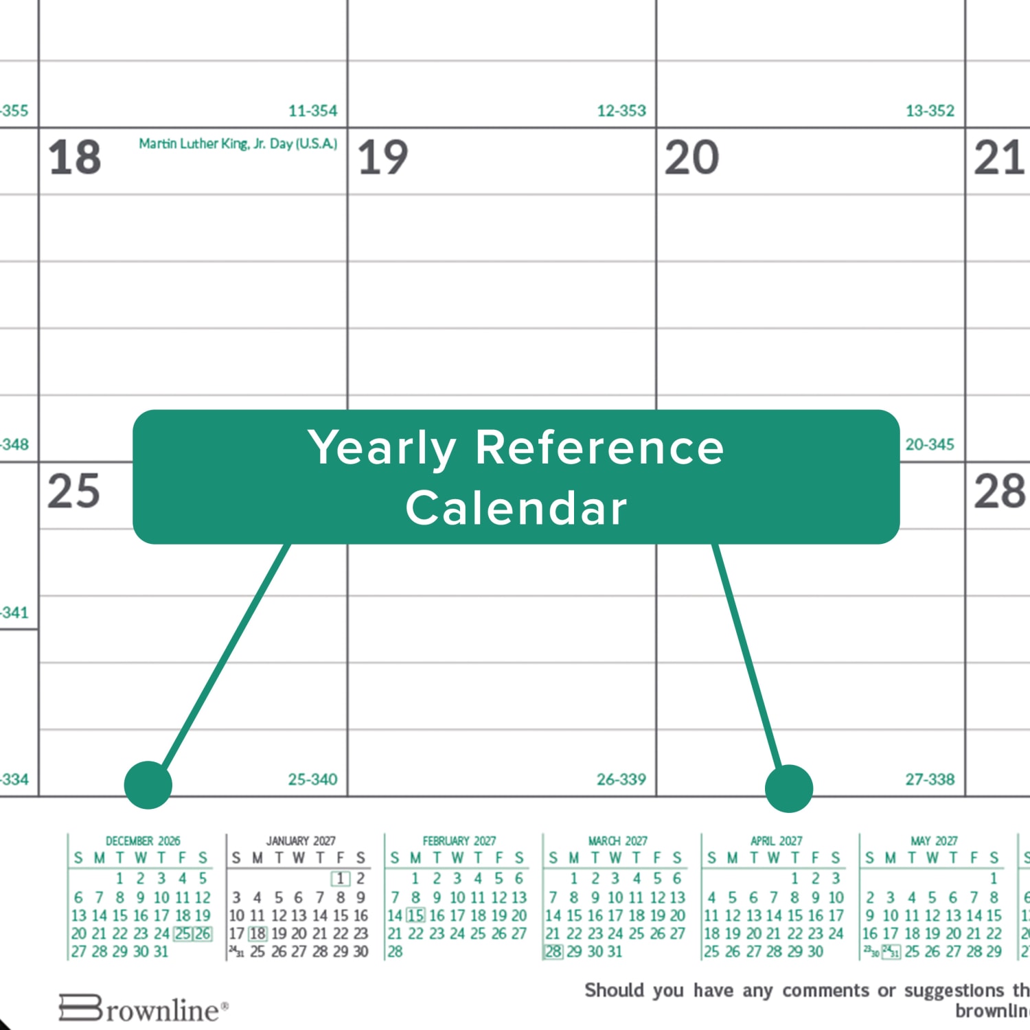 2027 Brownline EcoLogix Monthly Desk Pad Calendar, 22in x 17in, 100% Recycled, Green/White, January to December, C177437, Total Qty 1 - Image 6
