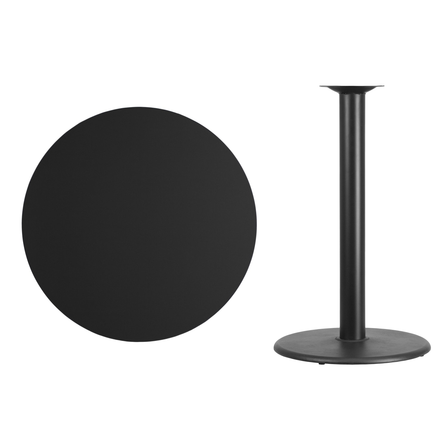 Flash Furniture Round Laminate Table Top With Round Bar Height Table Base, 43-3/16inH x 36inW x 36inD, Black - Image 5