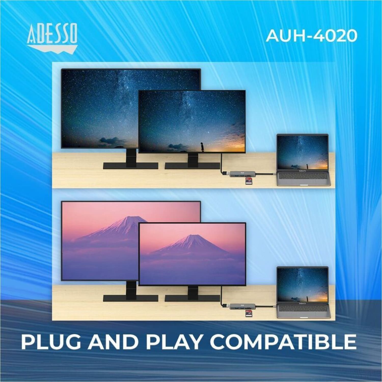 Adesso 6-in-1 USB-C Multi-Port Docking Station (TAA Compliant) -  - AUH4020 - Image 3
