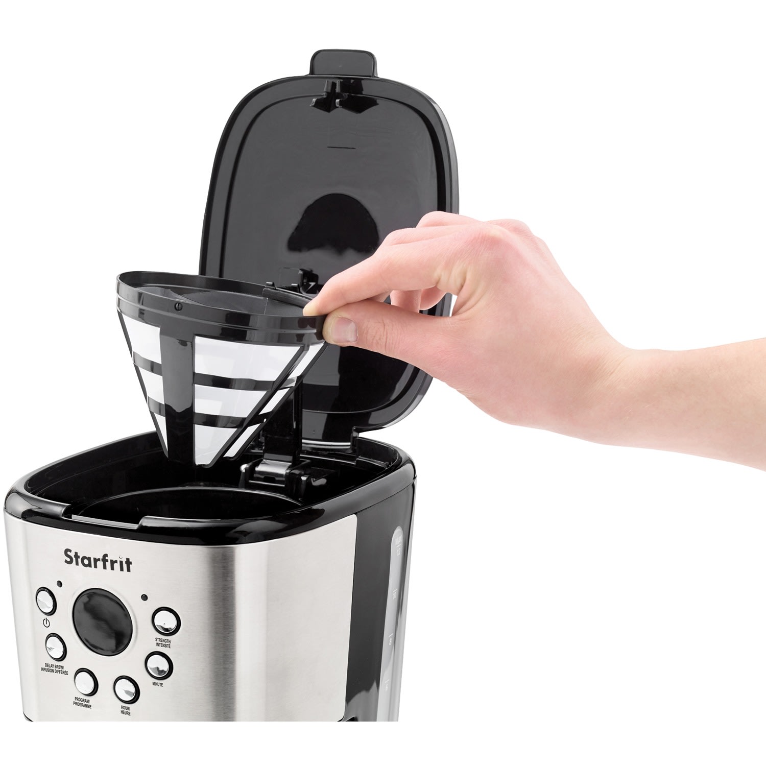 Starfrit 12-Cup Programmable 900-Watt Drip Coffee Maker Machine, Stainless Steel & Black - Image 6