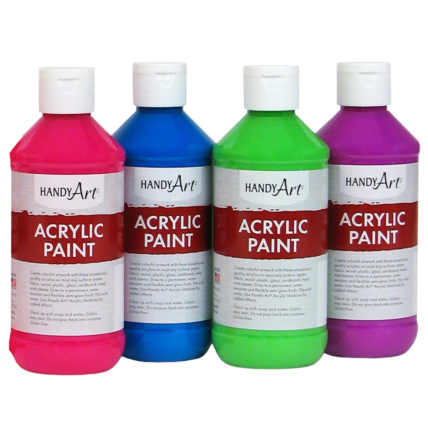 Handy Art Acrylic Paint Bottles, 8 Oz, Assorted Fluorescent, Set Of 8 Paint Bottles - Image 3