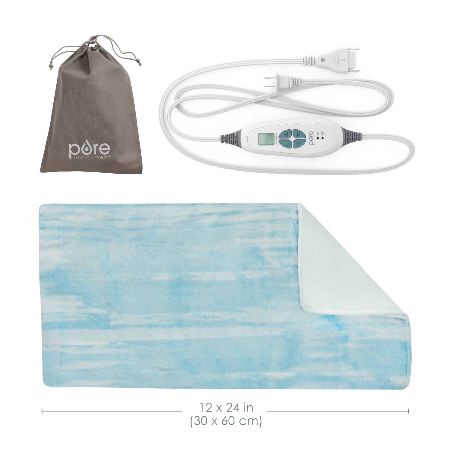 Pure Enrichment PureRelief Luxe Micromink Heating Pad, 11-1/2in x 22-1/2in, Aqua Paint - Image 6