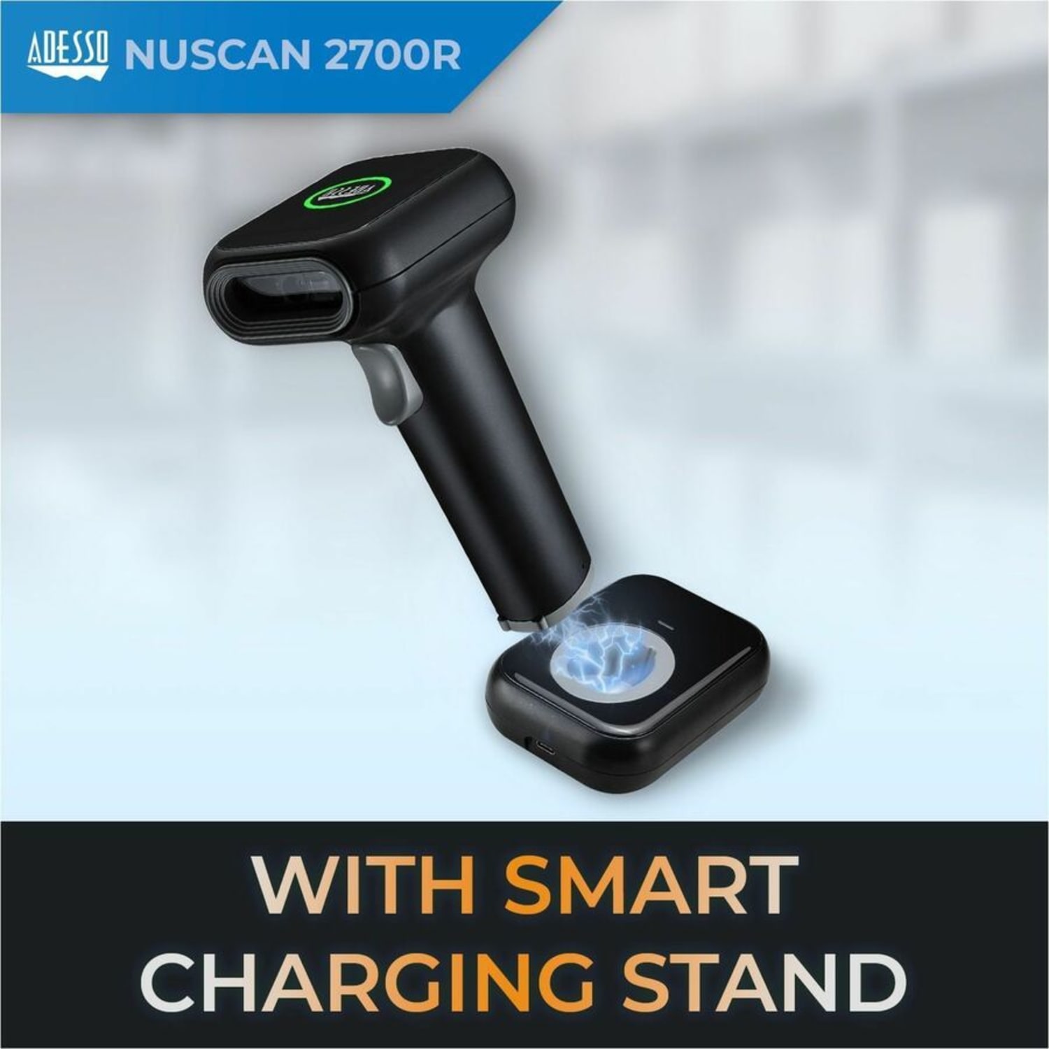 Adesso NuScan 2700R 2D Wireless Barcode Scanner with Charging Cradle - Wireless Connectivity - 120 scan/s - NUSCAN2700R - Image 5