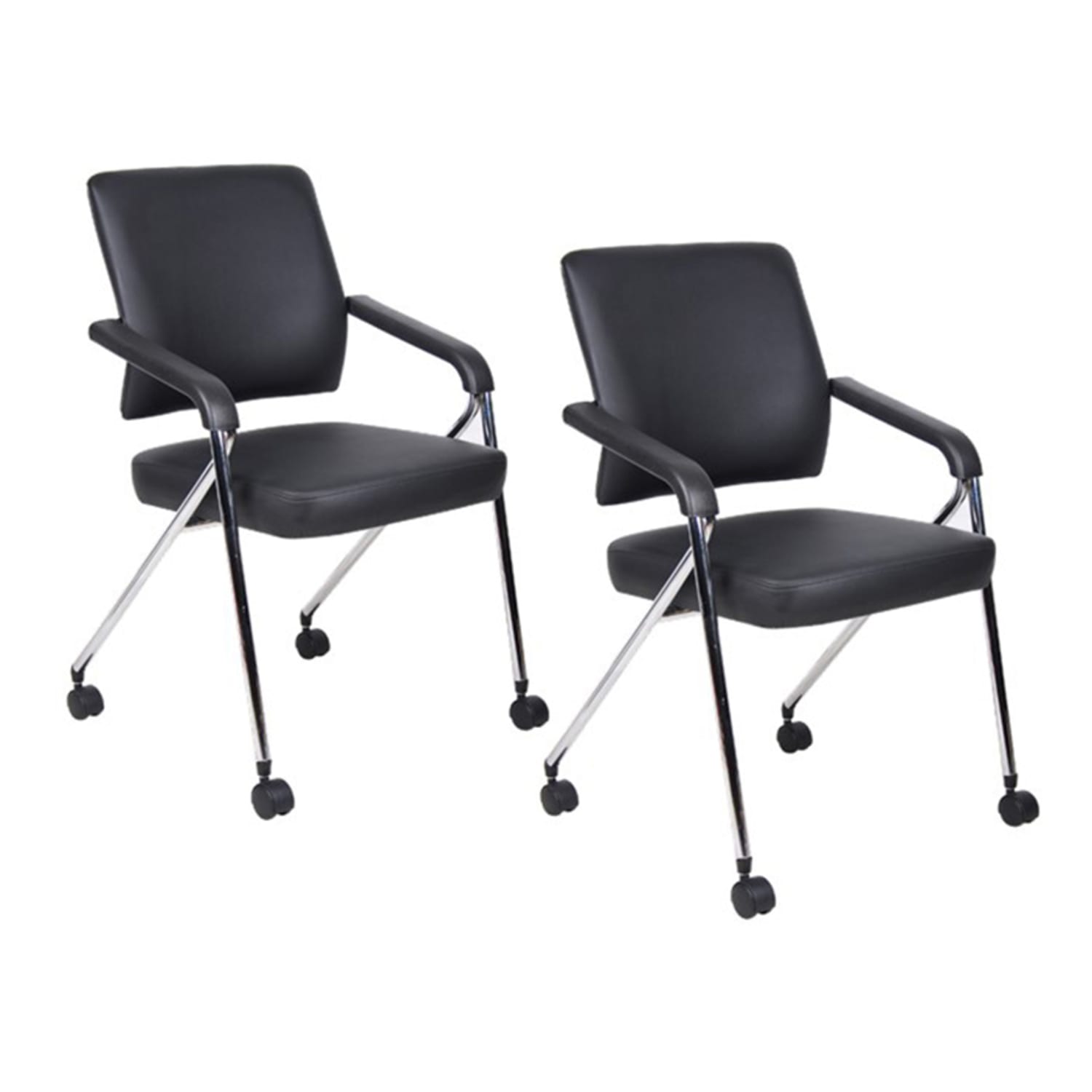 Boss Office Products Nesting Chairs, Black/Chrome, Set of 2 - Image 3