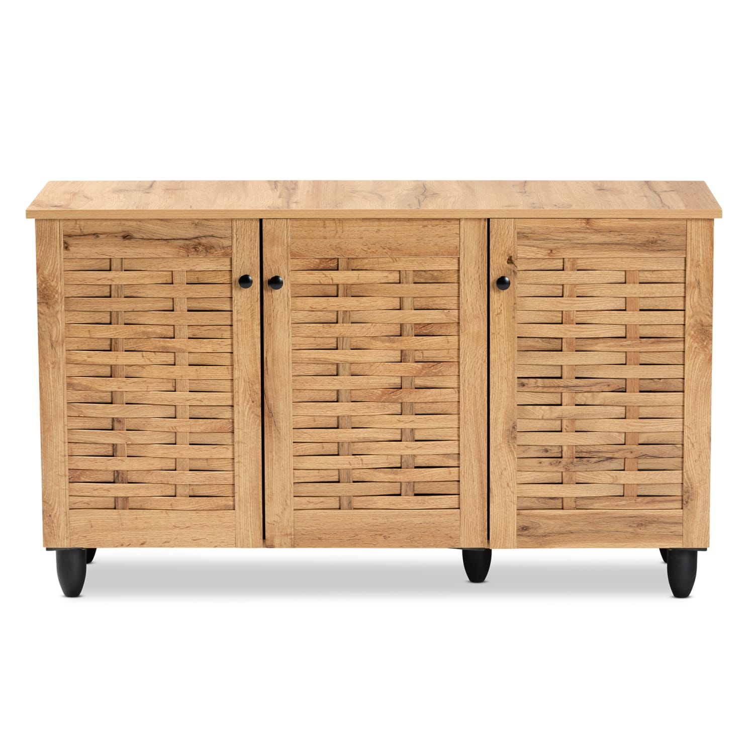 Baxton Studio Winda 45inW 3-Door Shoe Cabinet, Oak Brown - Image 4