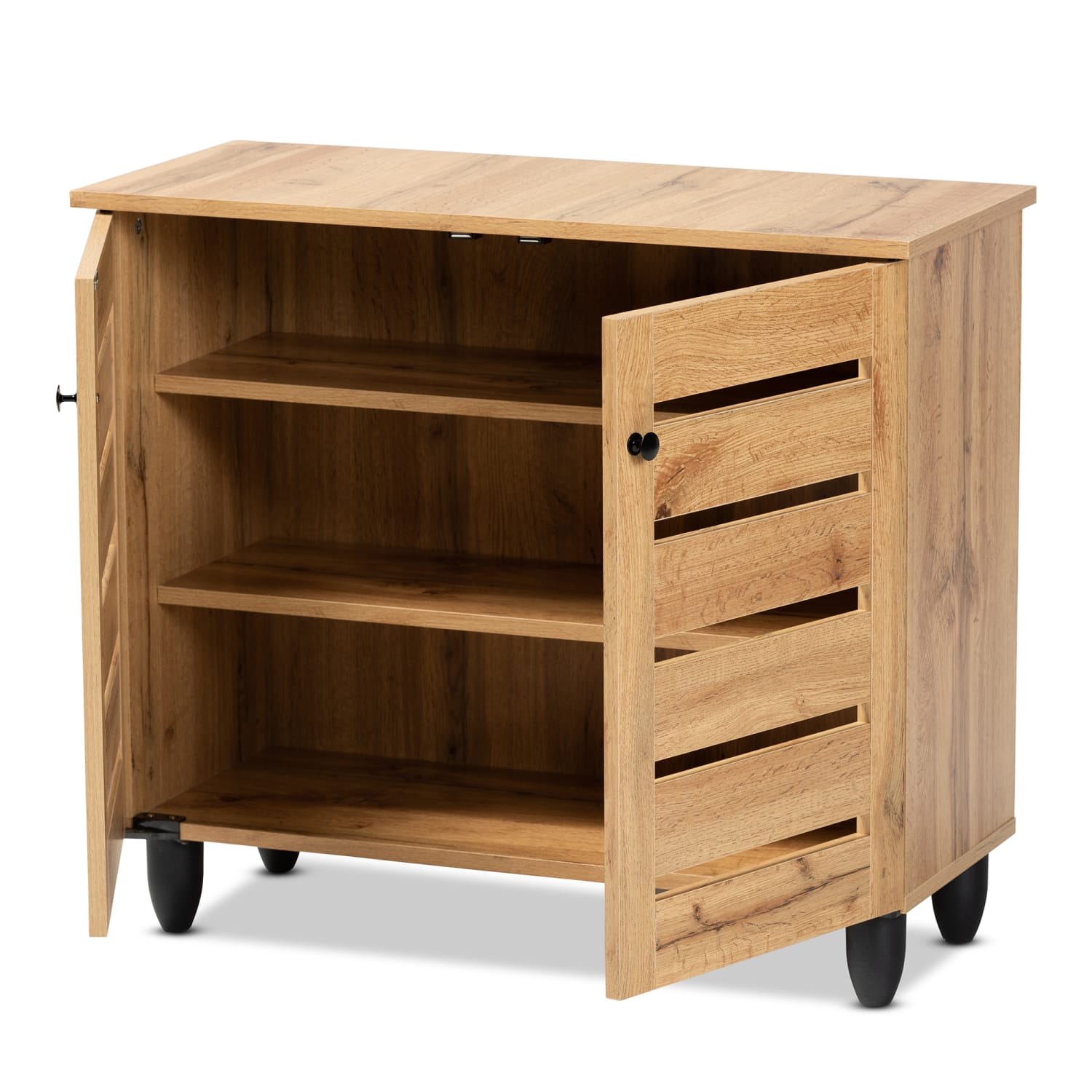 Baxton Studio Gisela 30inW 2-Door Shoe Storage Cabinet, Oak Brown - Image 3
