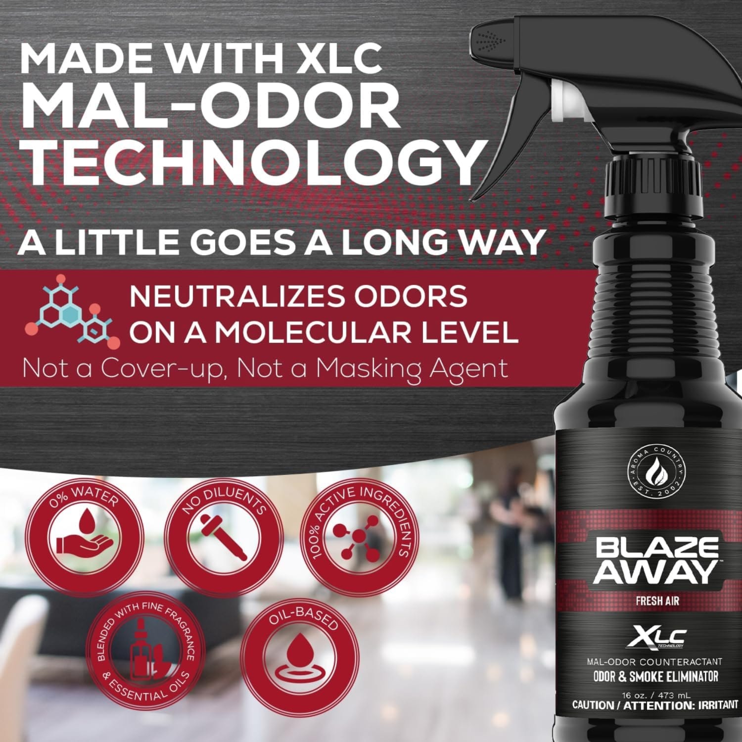 Blaze Away XLC Industrial-Grade Odor Eliminator Spray, Fresh Air Scent, 16 Oz, Total Qty 2 - Image 4