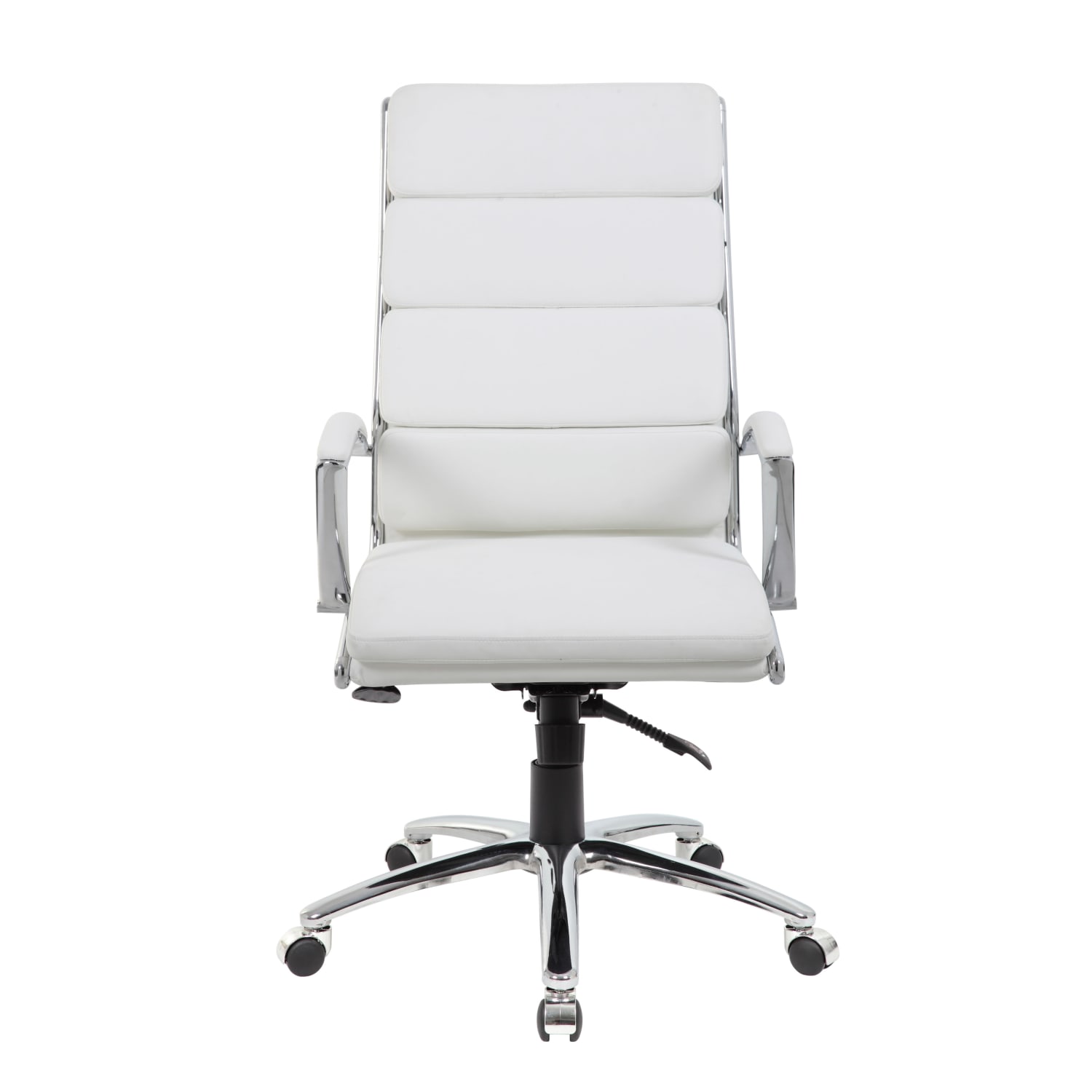 Boss Office Products CaressoftPlus Ergonomic Executive High Back Chair WhiteChrome PopularChairscom