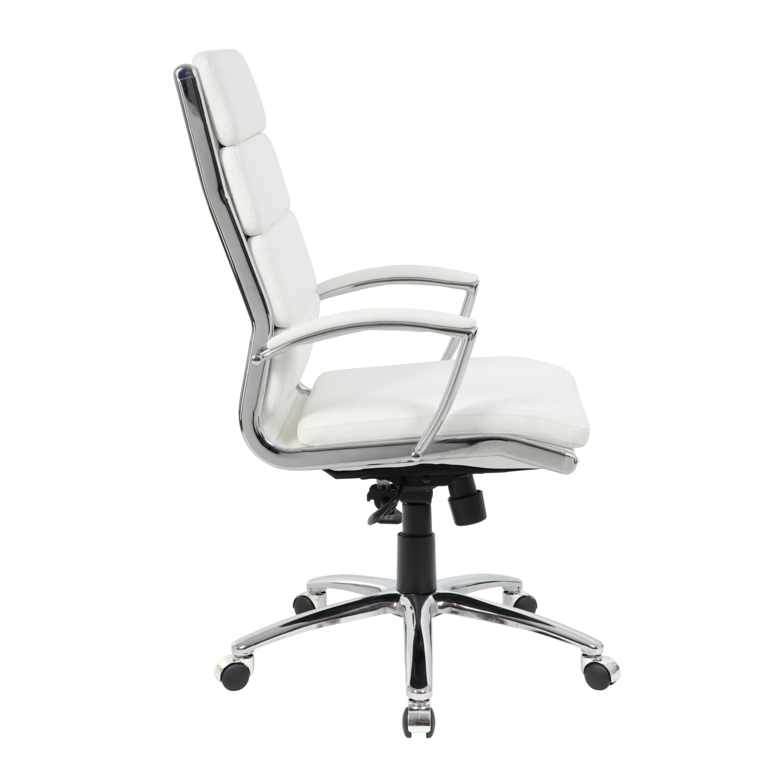 Boss Office Products CaressoftPlus Ergonomic Executive High Back Chair WhiteChrome PopularChairscom