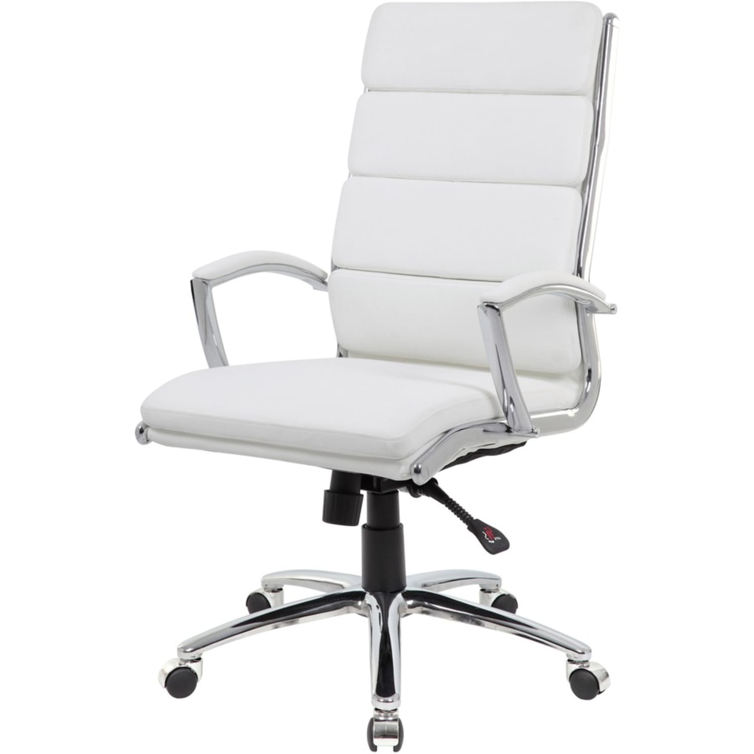 Boss Office Products CaressoftPlus Ergonomic Executive High Back Chair WhiteChrome PopularChairscom