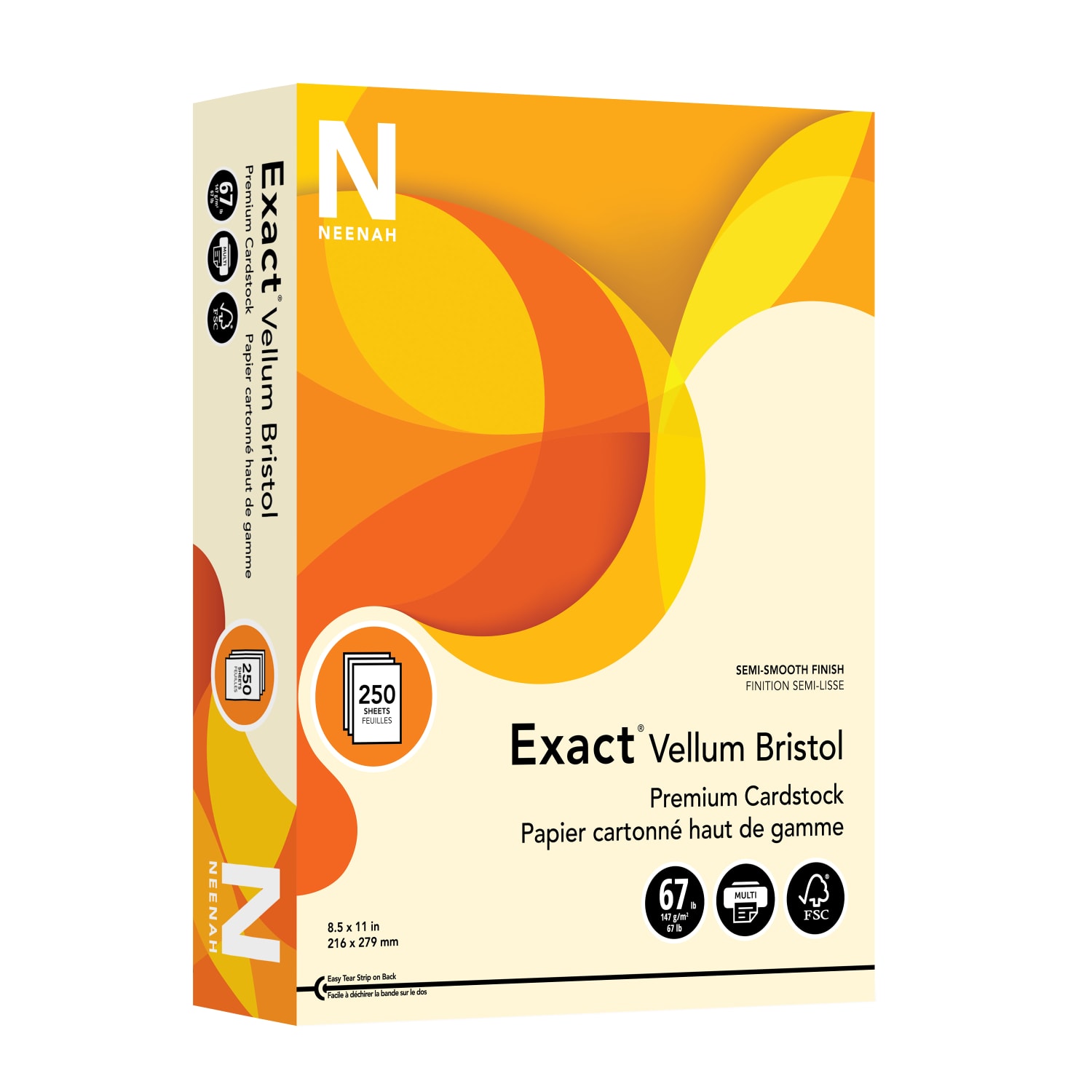 Exact Vellum Bristol Card Stock, Ivory, Letter (8.5in x 11in), 67 Lb, Pack Of 250