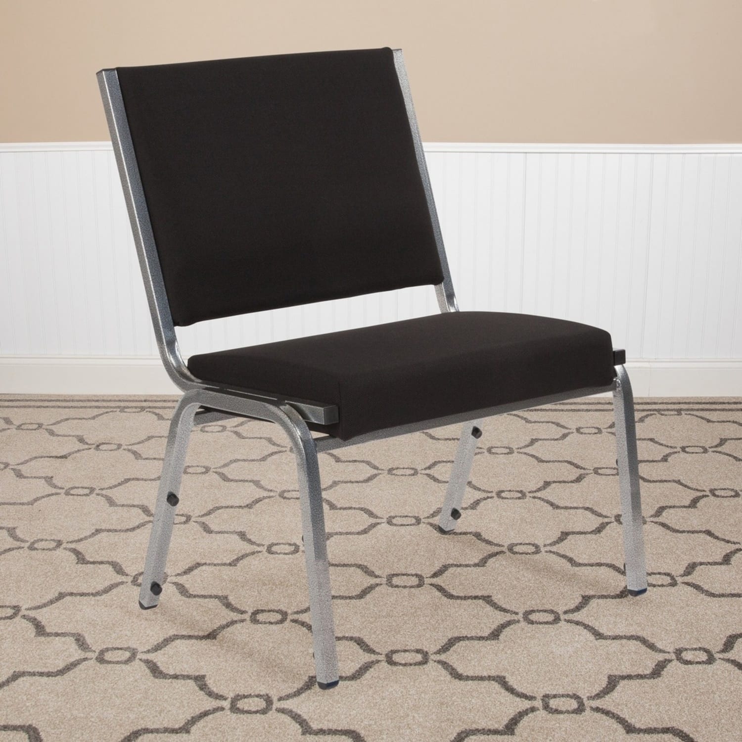 Flash Furniture HERCULES Fabric Armless Bariatric Medical Reception Chair With Antimicrobial Protection, Black/Silvervein - Image 3