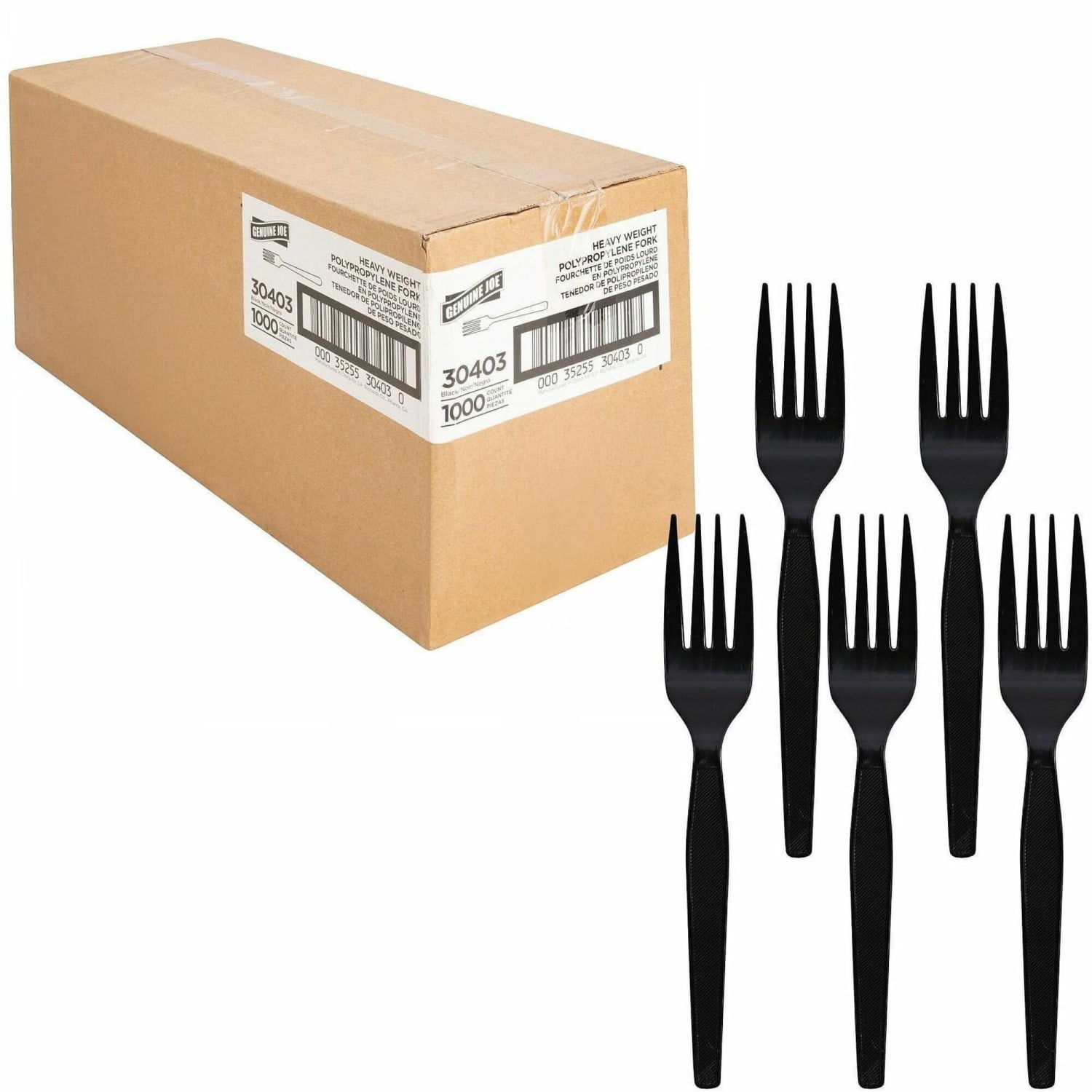 Genuine Joe Heavyweight Fork - 1 Piece(s) - Fork - 1 x Fork - Disposable - Textured - Black - 1000 / Carton