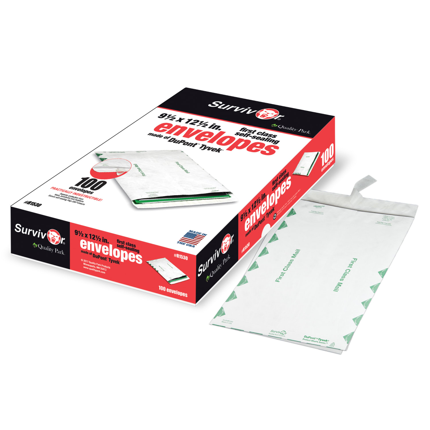 Quality Park Tyvek Envelopes, 9 1/2in x 12 1/2in, First Class, Self-Adhesive, White, Box Of 100 - Image 5