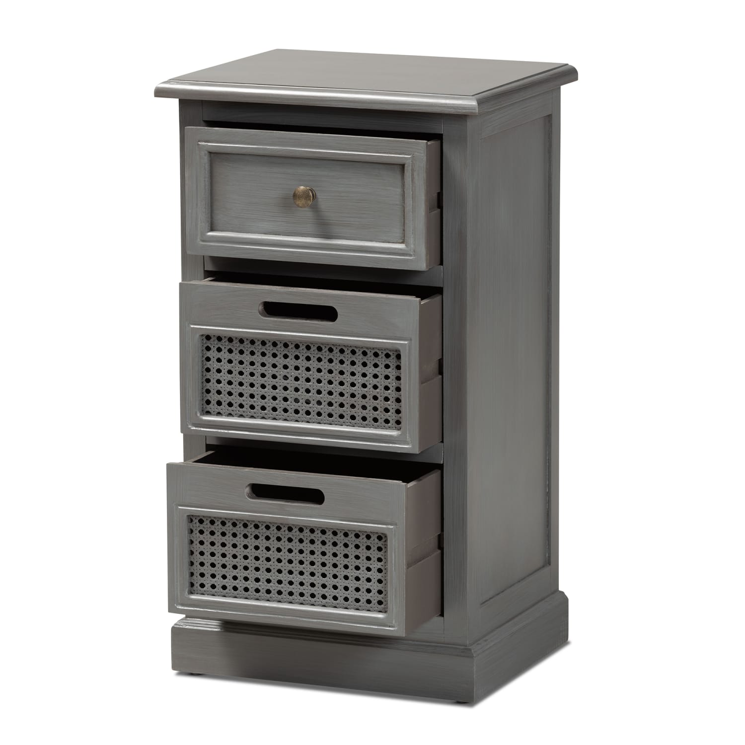 Baxton Studio Sheldon 3-Drawer Wood End Table, 27-9/16in x 15-11/16in x 12-9/16in, Gray - Image 3