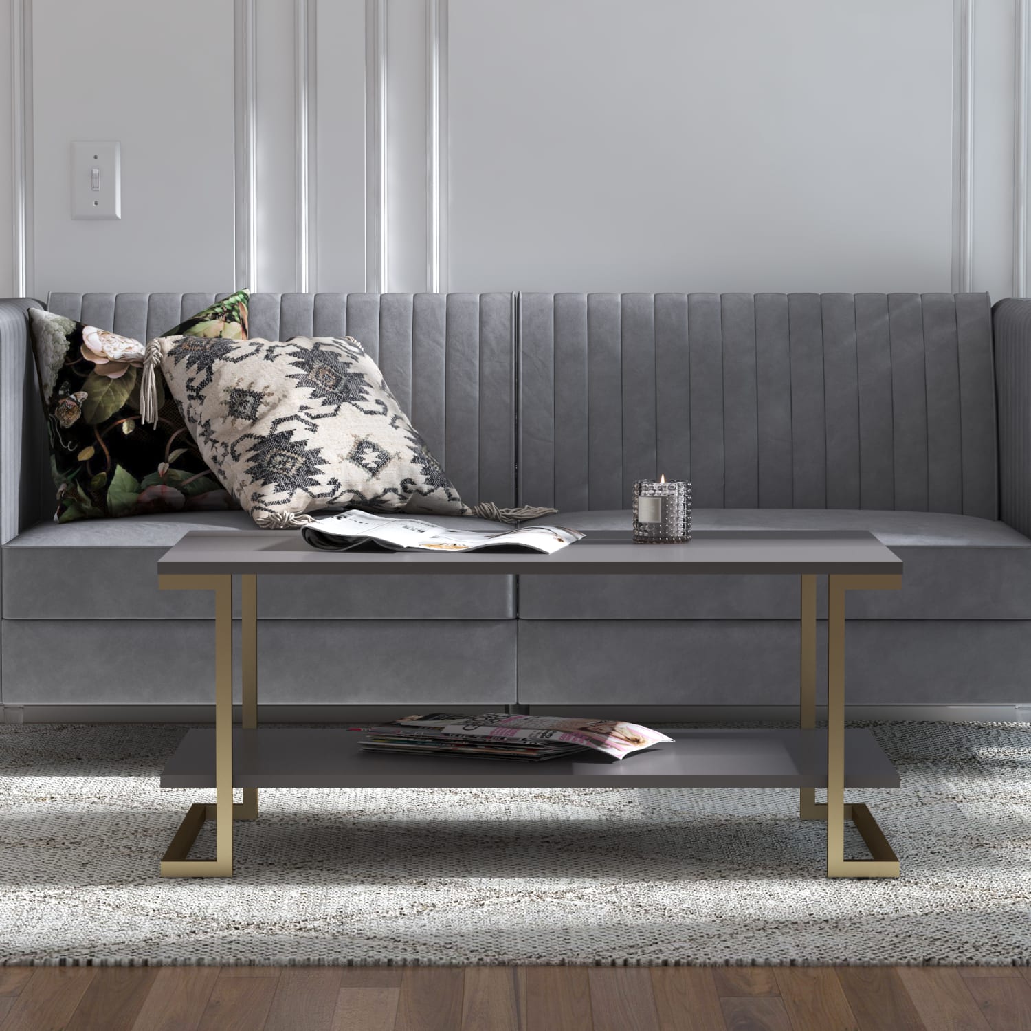 Ameriwood Home Camila Coffee Table, 17-13/16inH x 41-5/8inW x 23-5/8inD, Gray - Image 5
