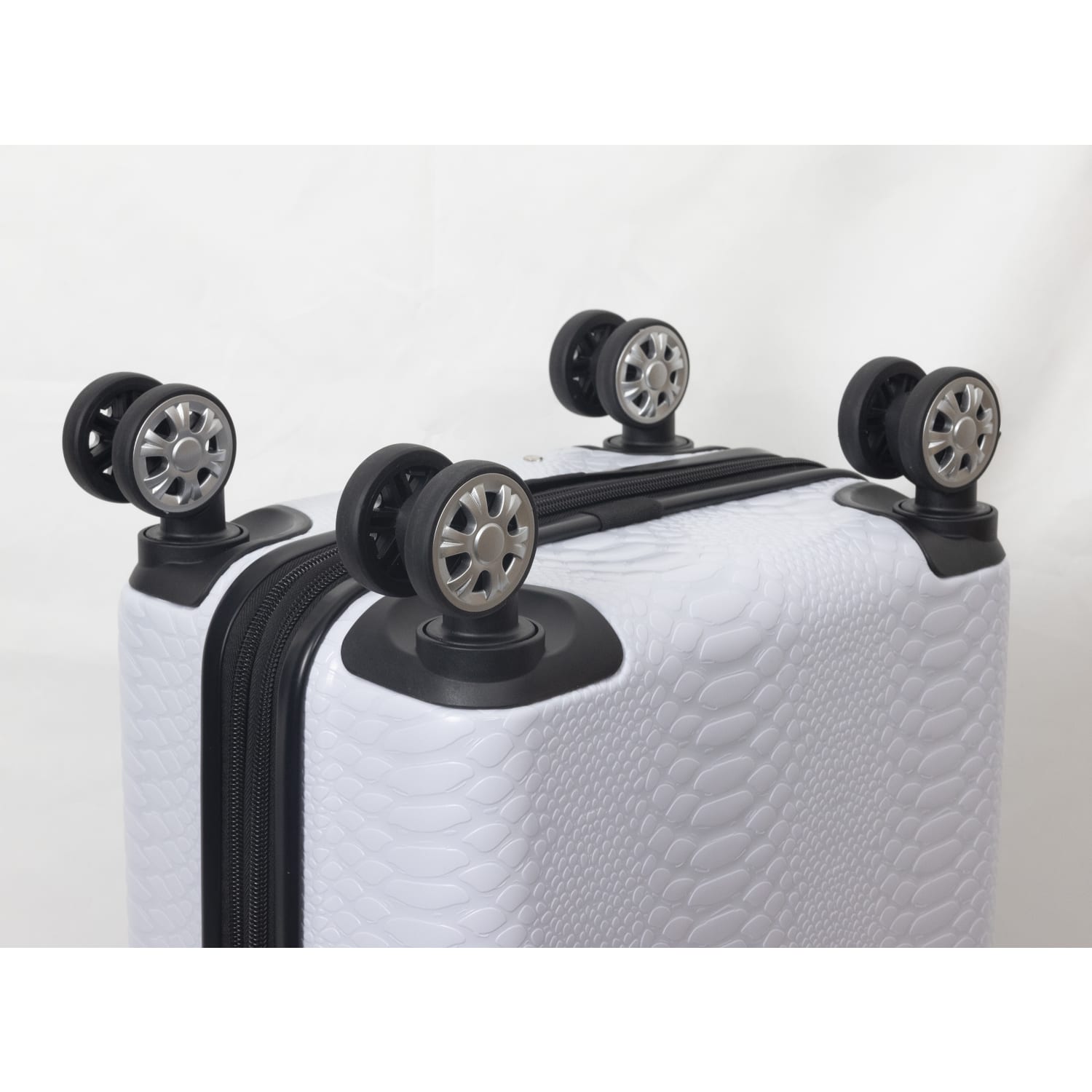 Geoffrey Beene Embossed Snakeskin 2-Piece Luggage Set, White/Black - Image 6