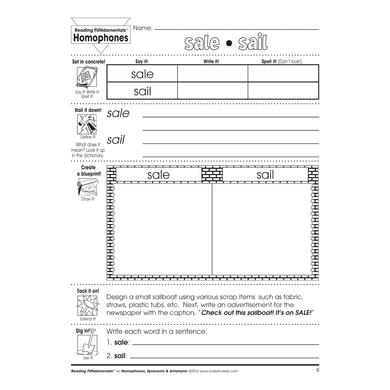 Barker Creek Grammar Activity Book, Homophones, Synonyms And Antonyms, Grades 1 To College - Image 4