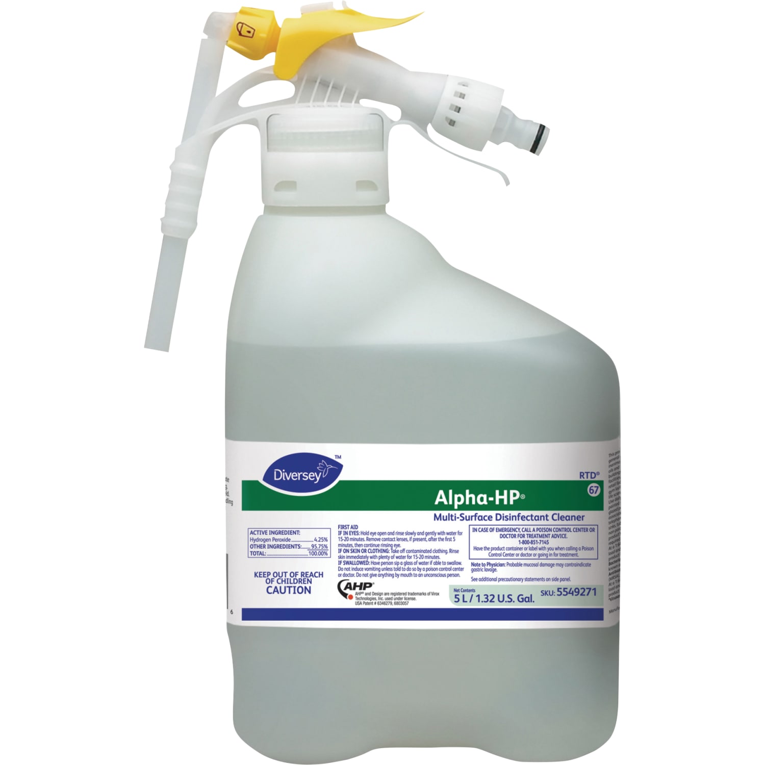 Alpha-HP Concentrated Multi-Surface Disinfectant Cleaner, Citrus Scent, 5,000 mL/169 oz  Bottle