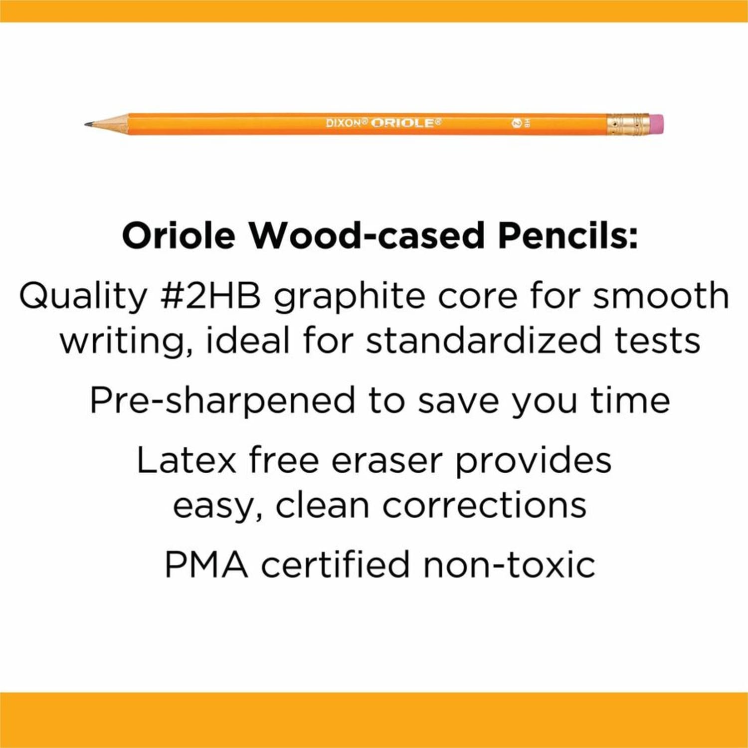 Dixon Oriole HB No. 2 Pencils - Black Lead - #2 - Yellow Wood Barrel - 144 / Box - Image 4