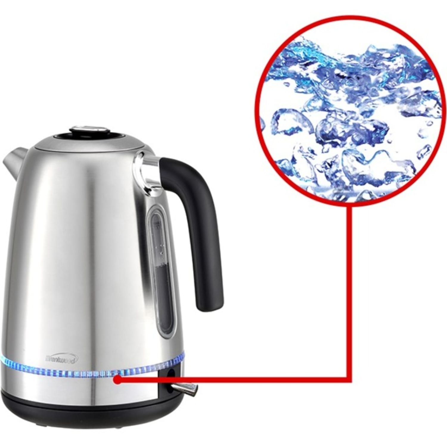 Brentwood 1500W 7-Cup Cordless Electric Stainless Steel Kettle, Silver - Image 4