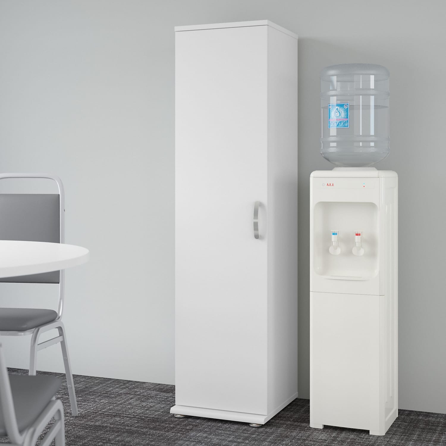 Bush Business Furniture Universal Tall Narrow Storage Cabinet With Door And Shelves, White, Standard Delivery - Image 3