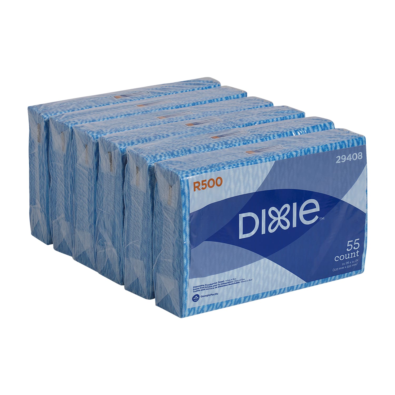 GP Pro Dixie R500 Disposable Food Service Towels, White/Blue, 55 Sheets Per Pack, Case Of 6 Packs - Image 5