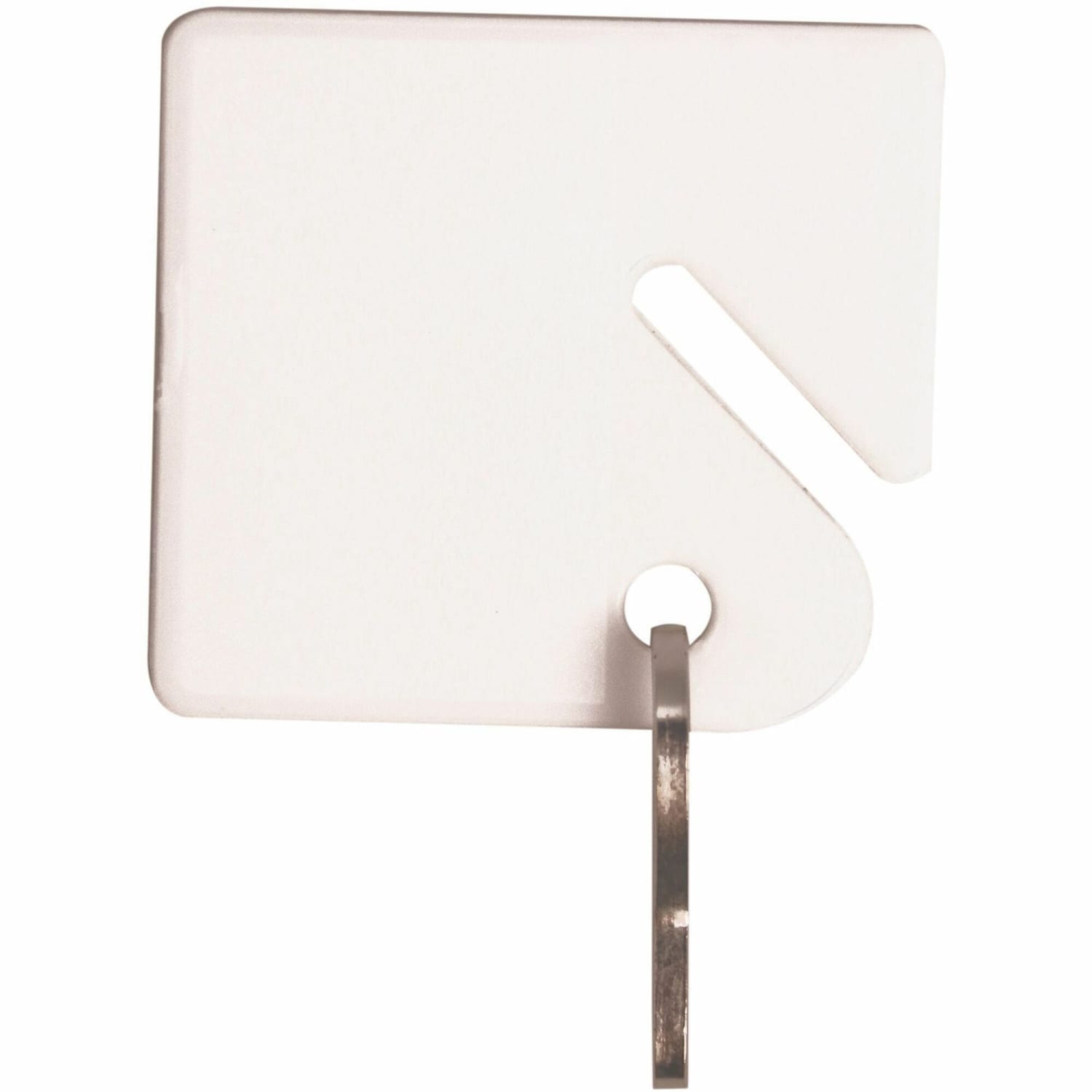 Sparco Square Key Tags - 4.75in Length x 1.40in Width - Square - Hook Fastener - Plastic - White - 1 Pack