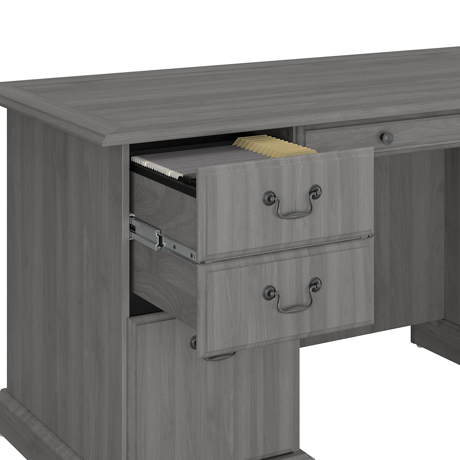Bush Furniture Saratoga Executive 66inW Computer Desk With Drawers, Modern Gray, Standard Delivery - Image 6