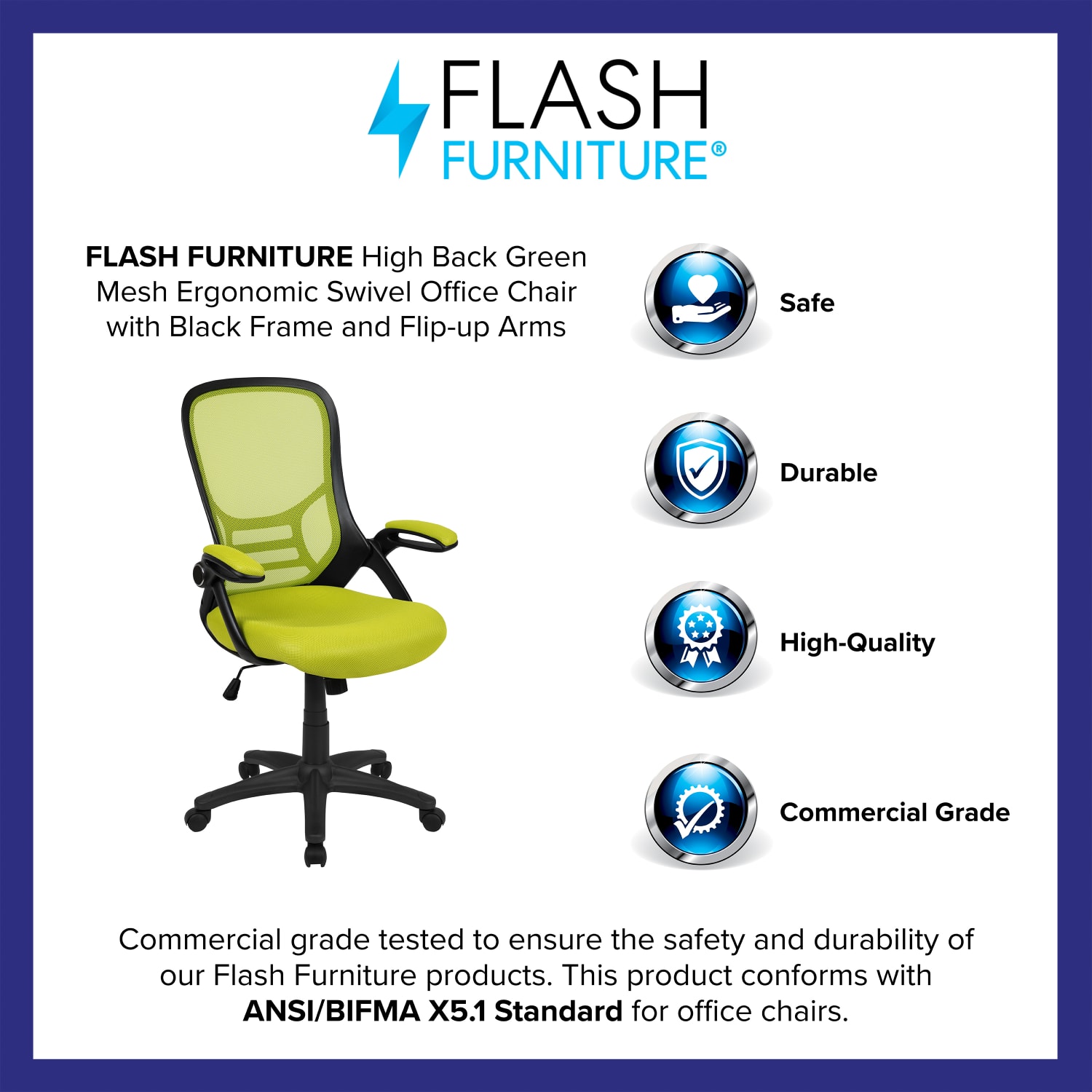 Flash Furniture Ergonomic Mesh High-Back Office Chair, Green - Image 5