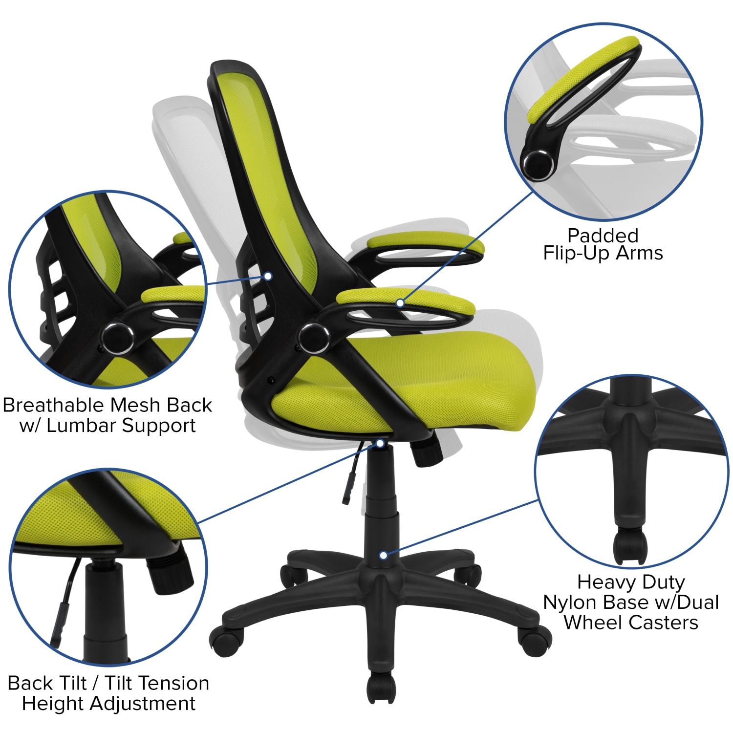 Flash Furniture Ergonomic Mesh High-Back Office Chair, Green - Image 7