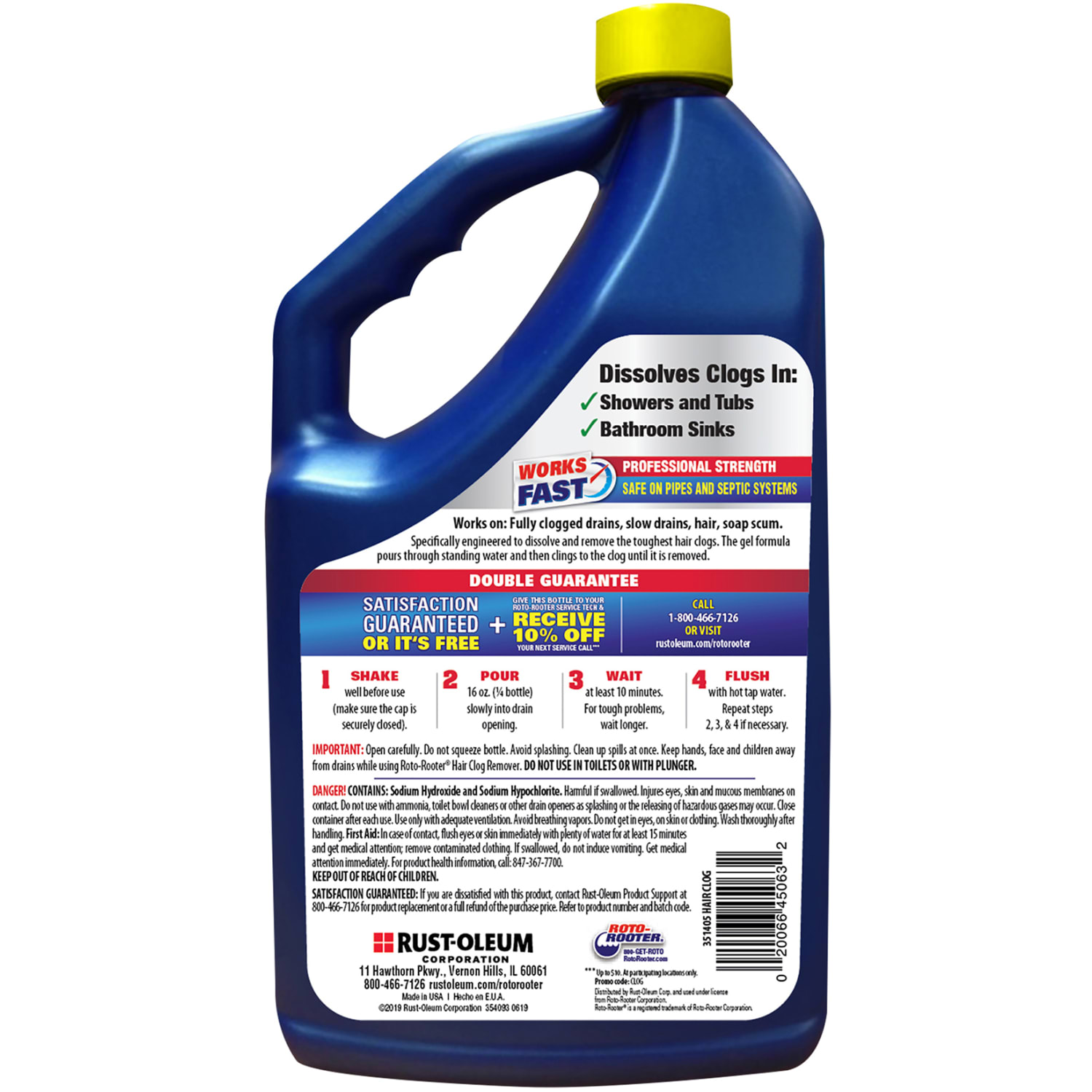 Roto Rooter Hair Clog Remover, 64 Oz, Case Of 4 Bottles - Image 3