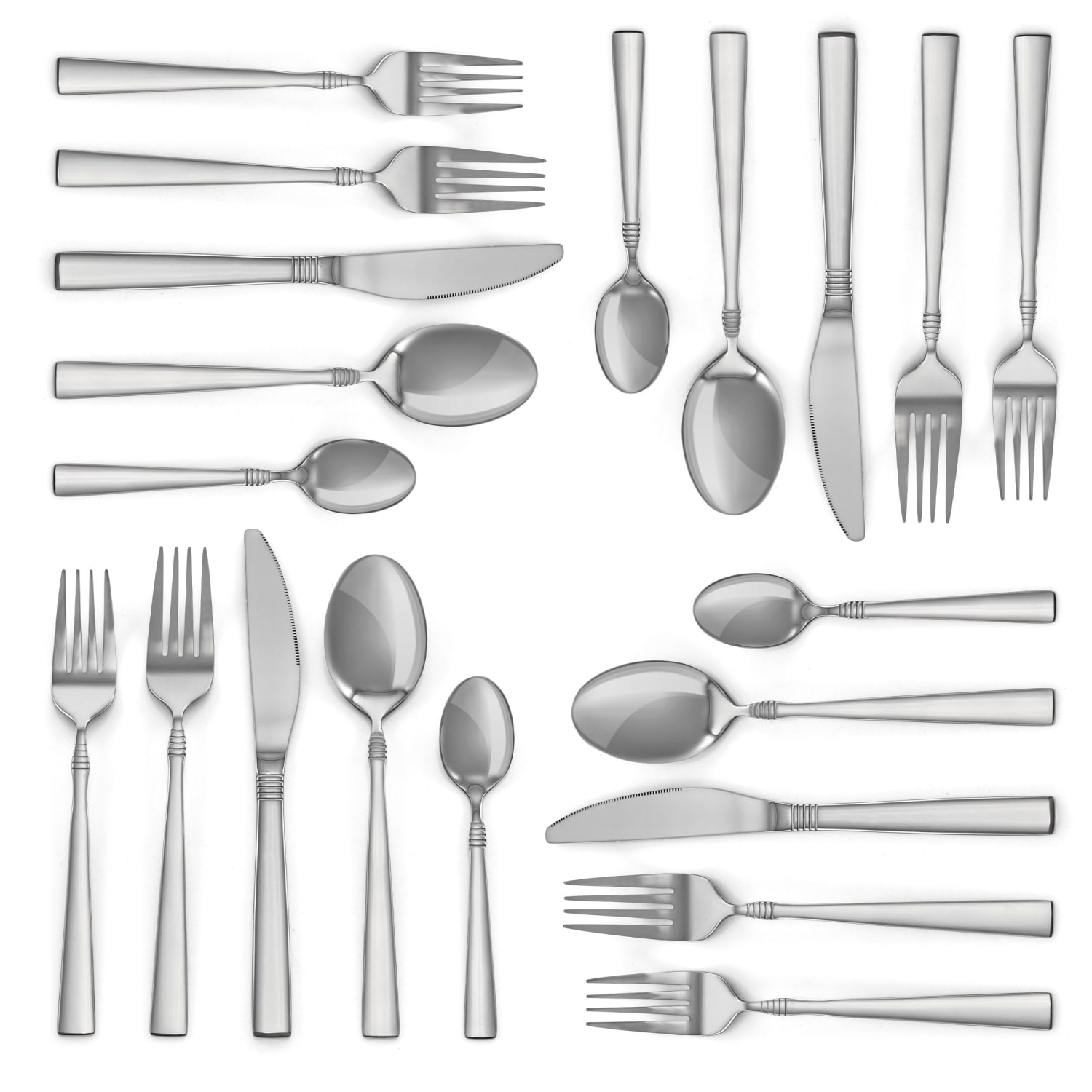 MegaChef Cravat 20-Piece Stainless-Steel Flatware Set, Silver - Image 5
