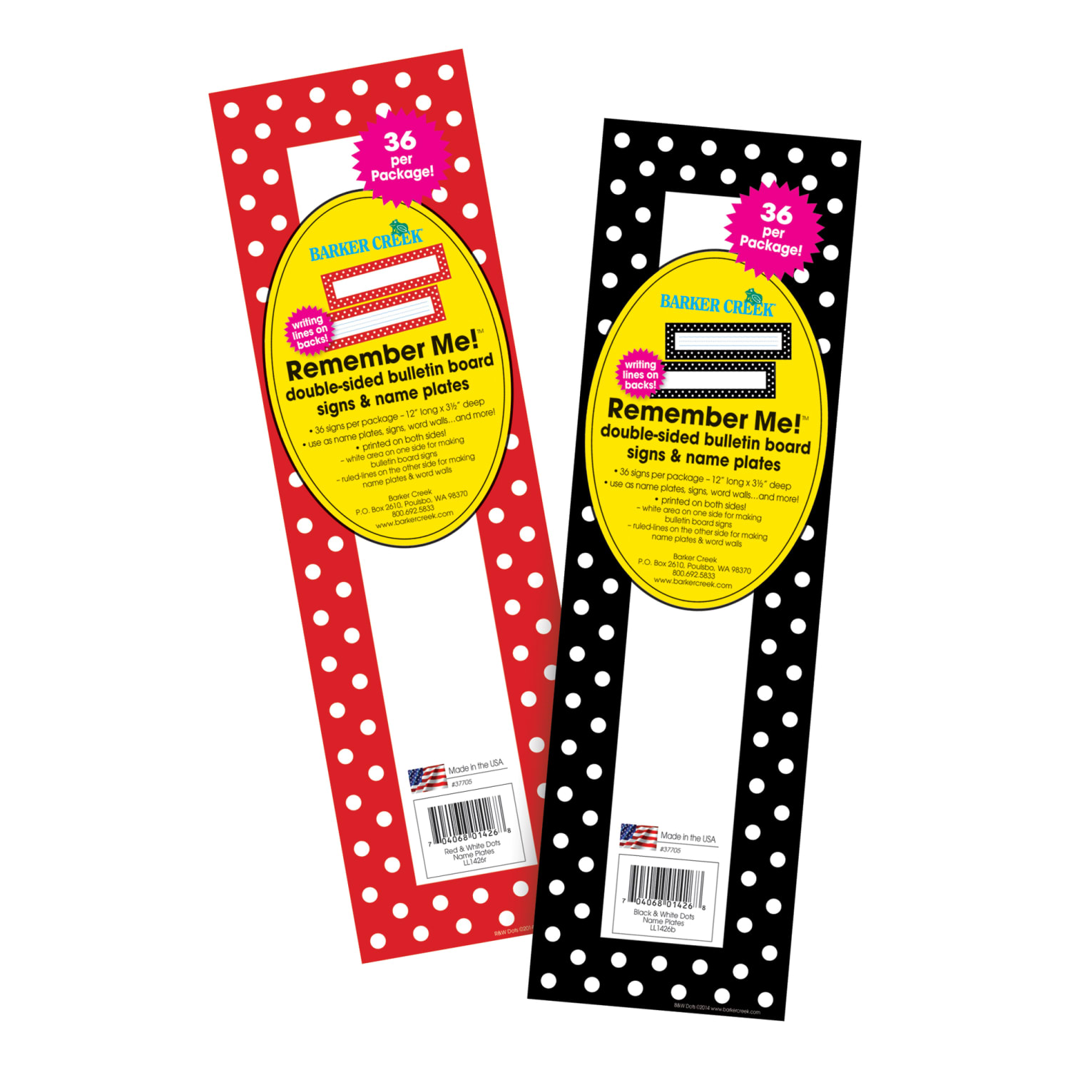 Barker Creek Double-Sided Name Plates, 12in x 3-1/2in, Dots, Pack Of 36 Plates, Set Of 2 Packs - Image 5