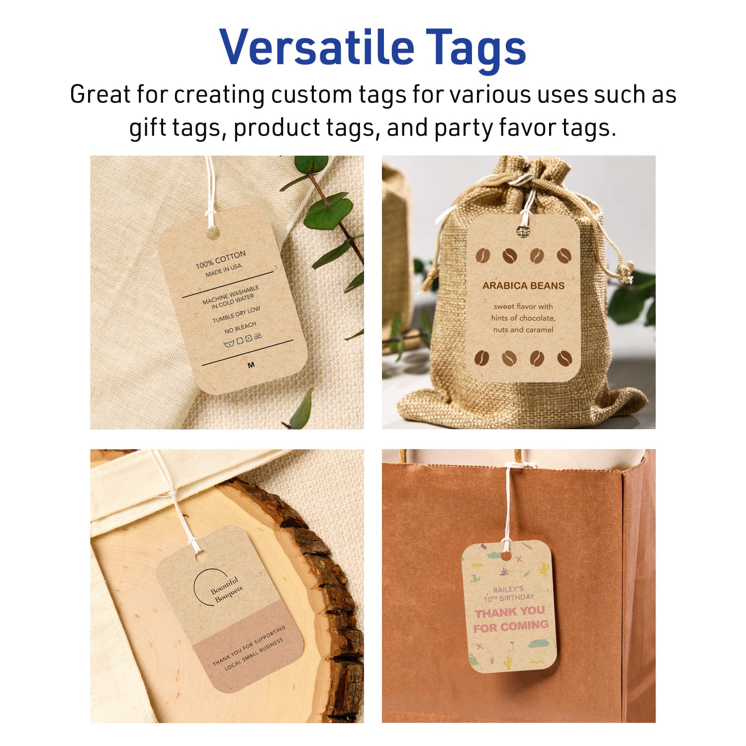 Avery Printable Tags With Sure Feed Technology, Print-To-The-Edge, 2inx3in, Kraft Brown, Pack Of 80 - Image 4