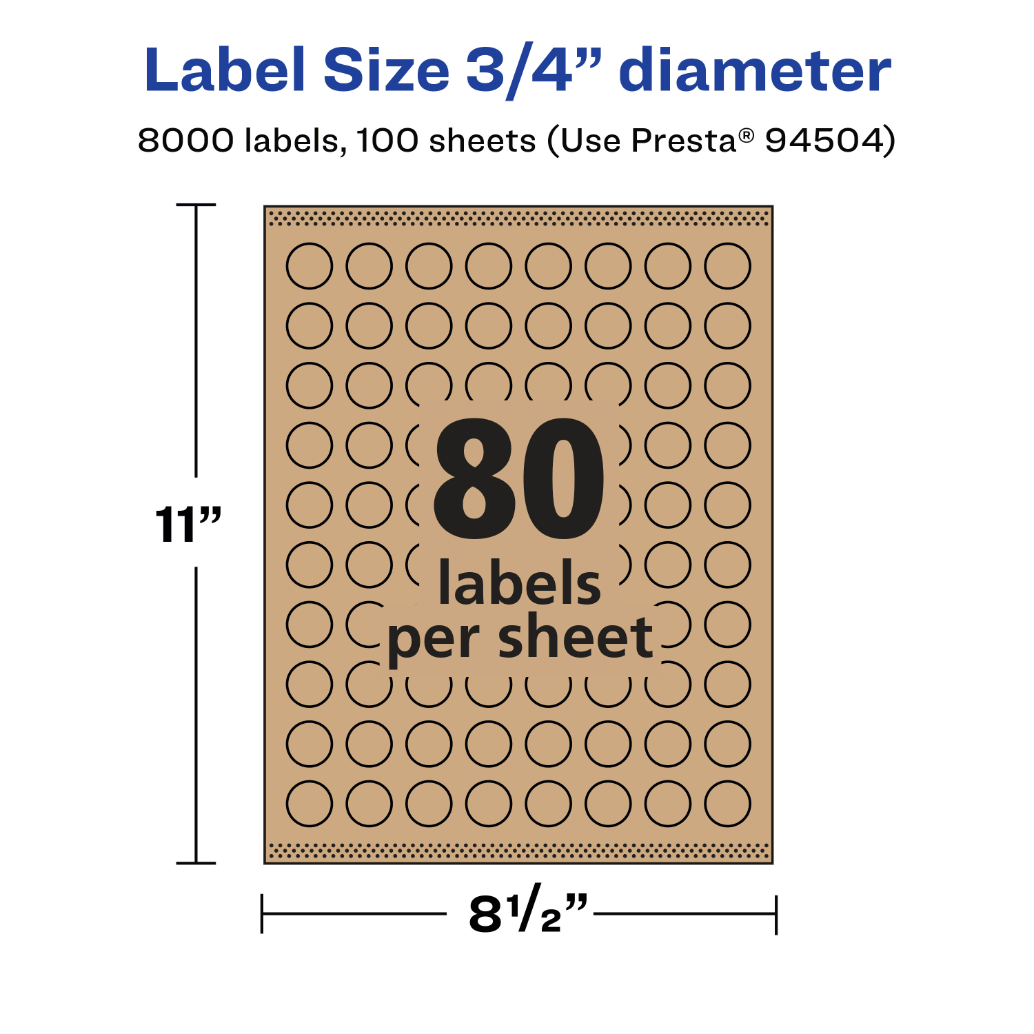 Avery Kraft Permanent Labels With Sure Feed, 94504-KMP100, Round, 3/4in Diameter, Brown, Pack Of 8,000 - Image 6