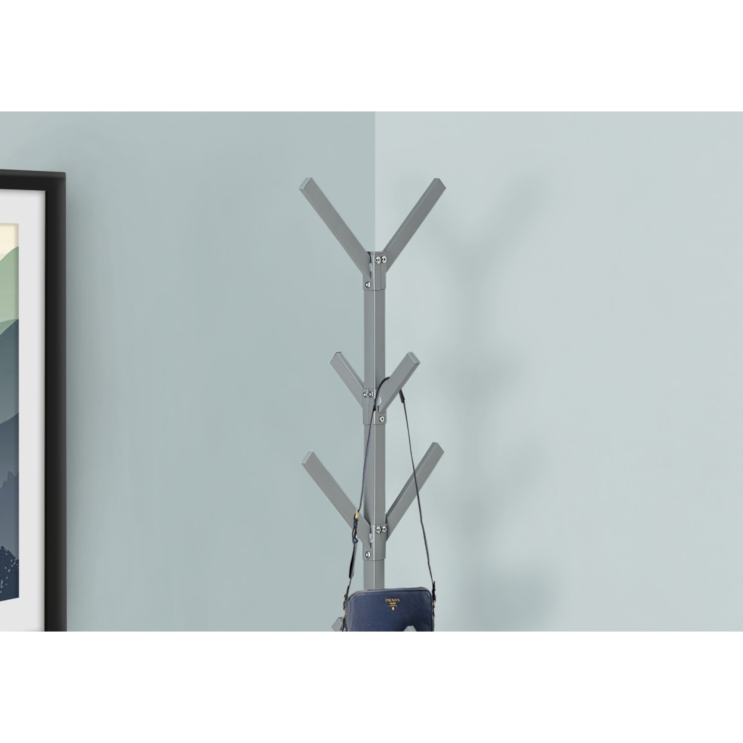 Monarch Specialties Frida Coat Rack, 70-1/4inH x 17-1/2inW x 17-1/2inD, Silver - Image 4