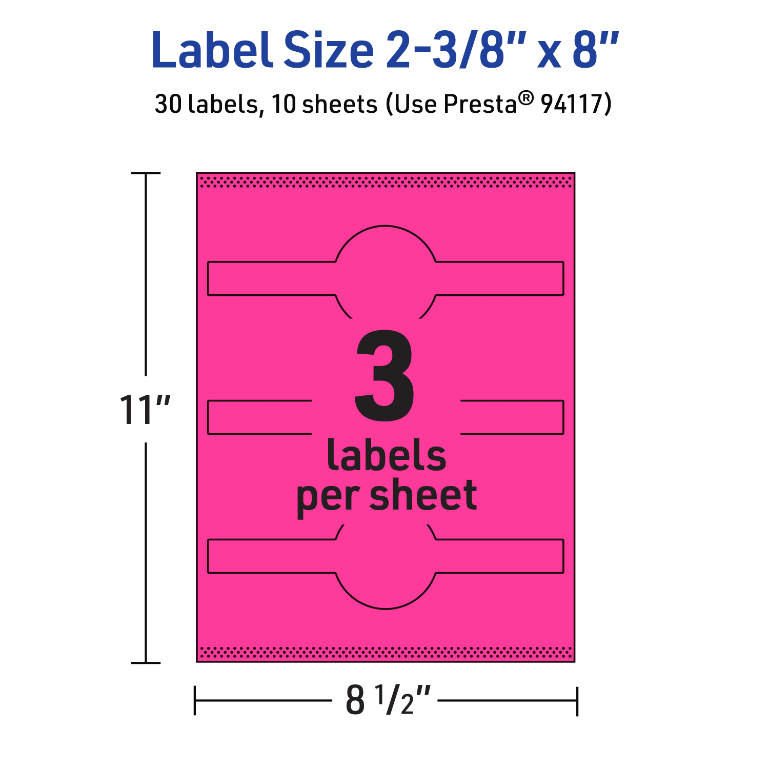 Avery Printable Labels With Sure Feed Technology, 94117-NMP10, Cigar, 2-3/8in x 8in, Matte Neon Magenta, Pack of 30 - Image 6