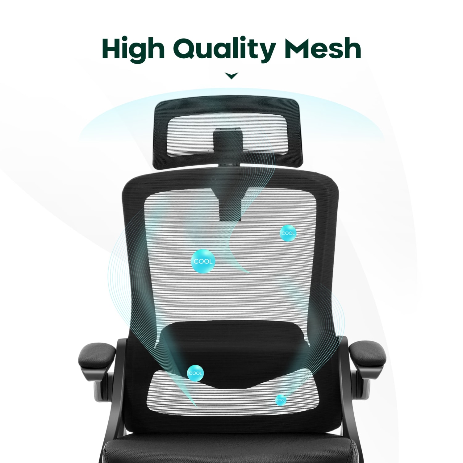 ALPHA HOME Ergonomic Mesh Mid-Back Office Task Chair With Adjustable Headrest, Black - Image 4