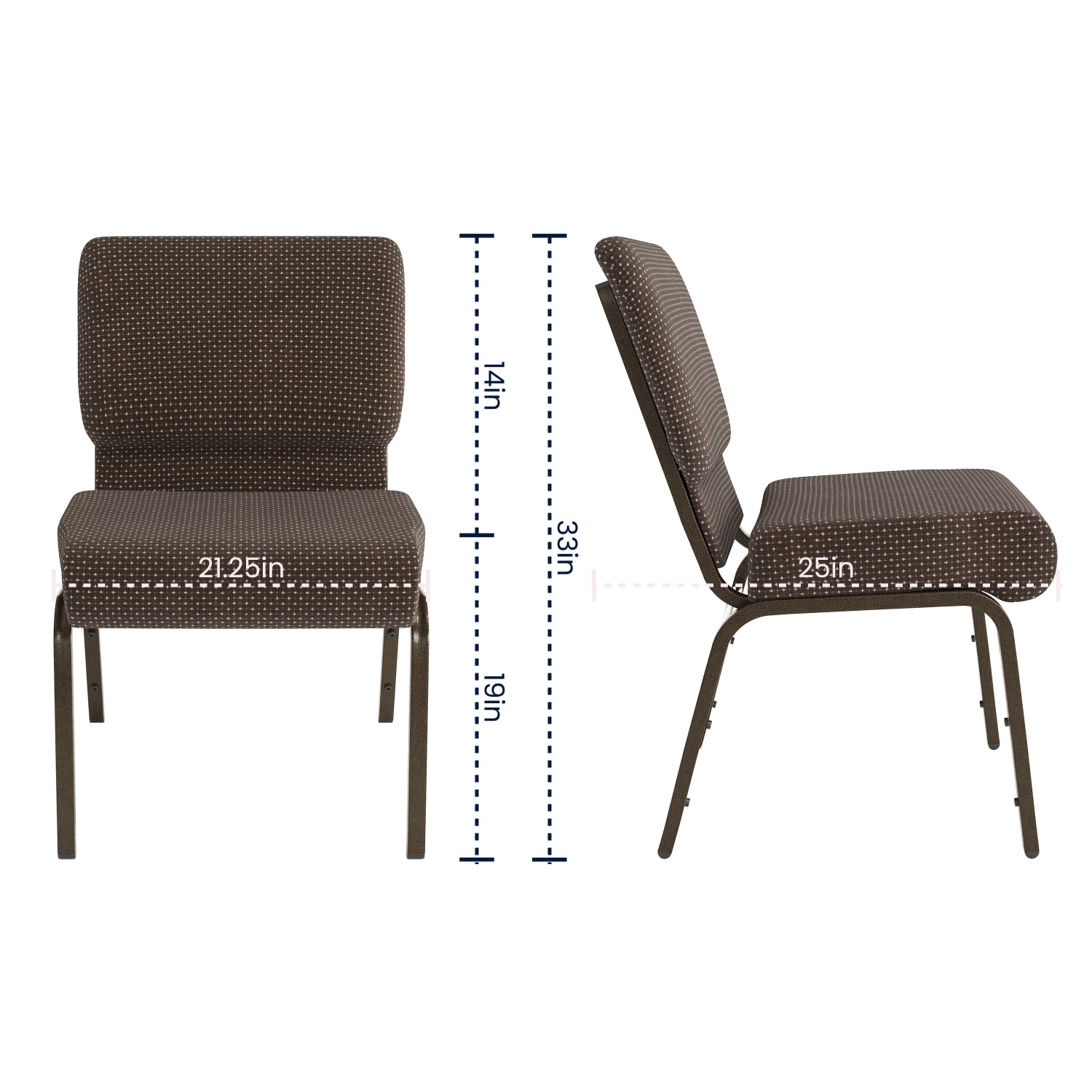 Flash Furniture HERCULES Series 21inW Stackable Church Chair, Brown/Goldvein - Image 8