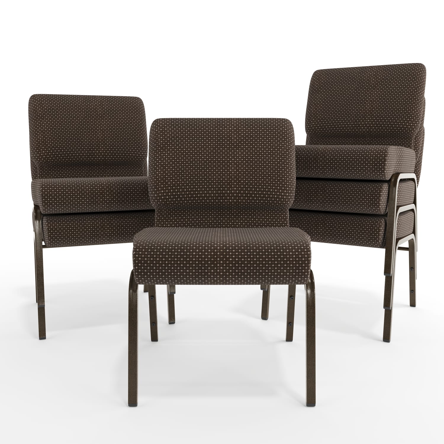 Flash Furniture HERCULES Series 21inW Stackable Church Chair, Brown/Goldvein - Image 12