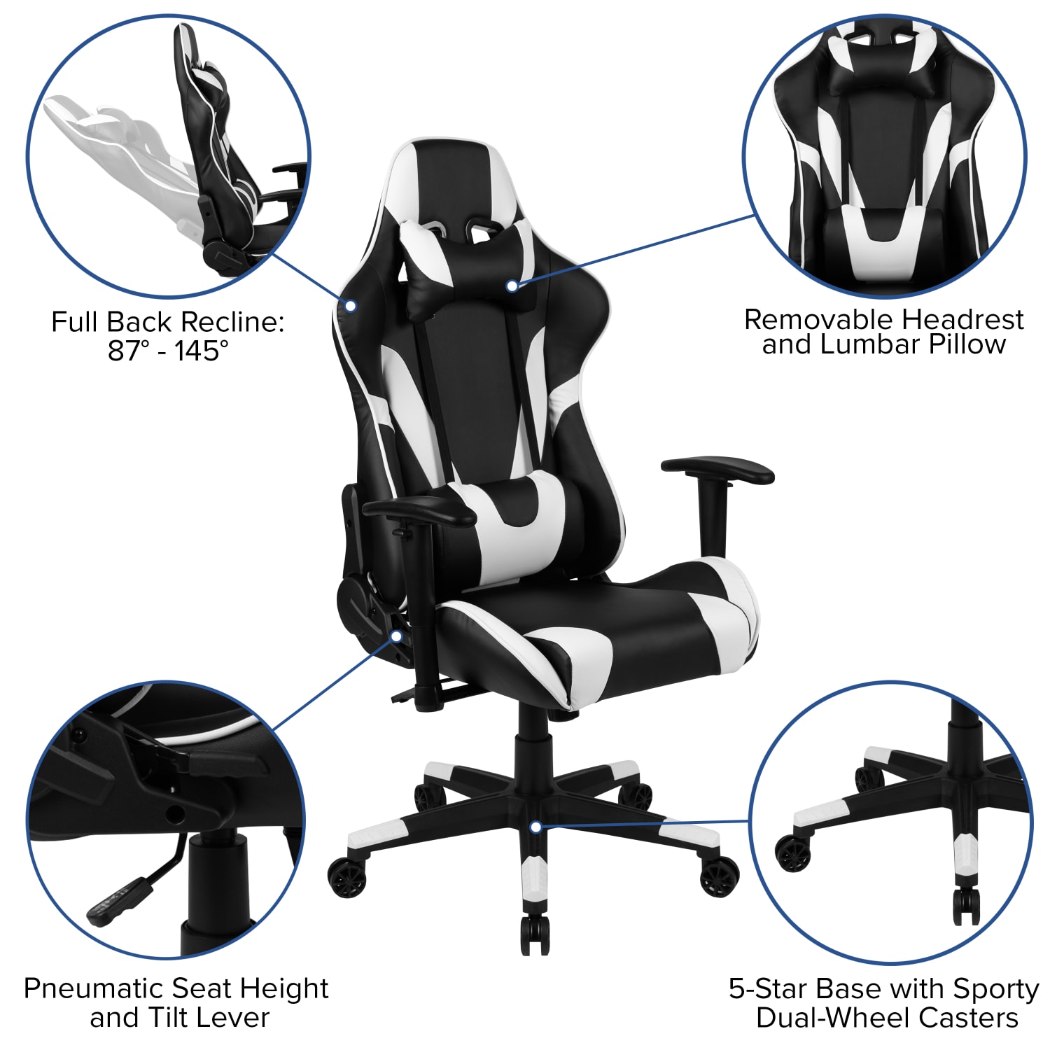 Flash Furniture Gaming Desk And Reclining Chair Set With Cup Holder, Headphone Hook & Removable Mouse Pad Top, Black - Image 5