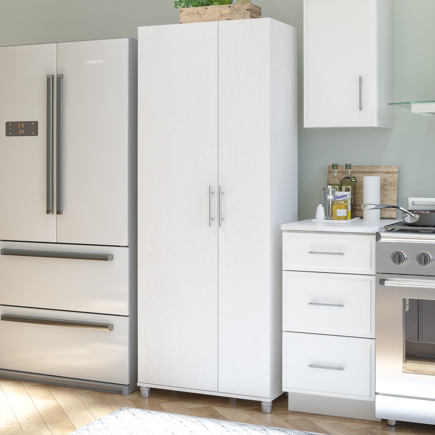 Ameriwood Home Camberly Tall Asymmetrical Cabinet, 74-5/16inH x 28-5/8inW x 15-7/16inD, Ivory - Image 3