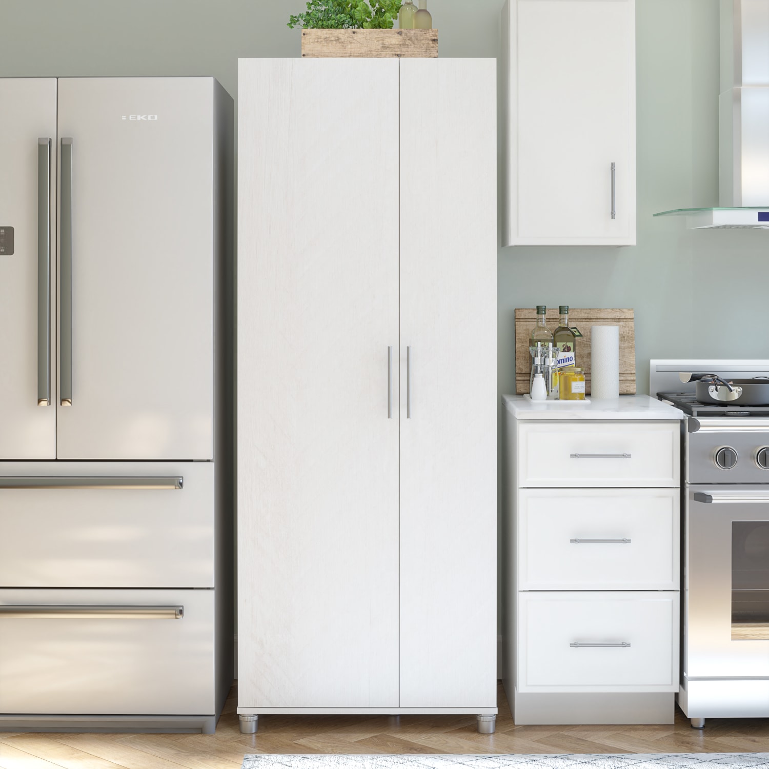 Ameriwood Home Camberly Tall Asymmetrical Cabinet, 74-5/16inH x 28-5/8inW x 15-7/16inD, Ivory - Image 4